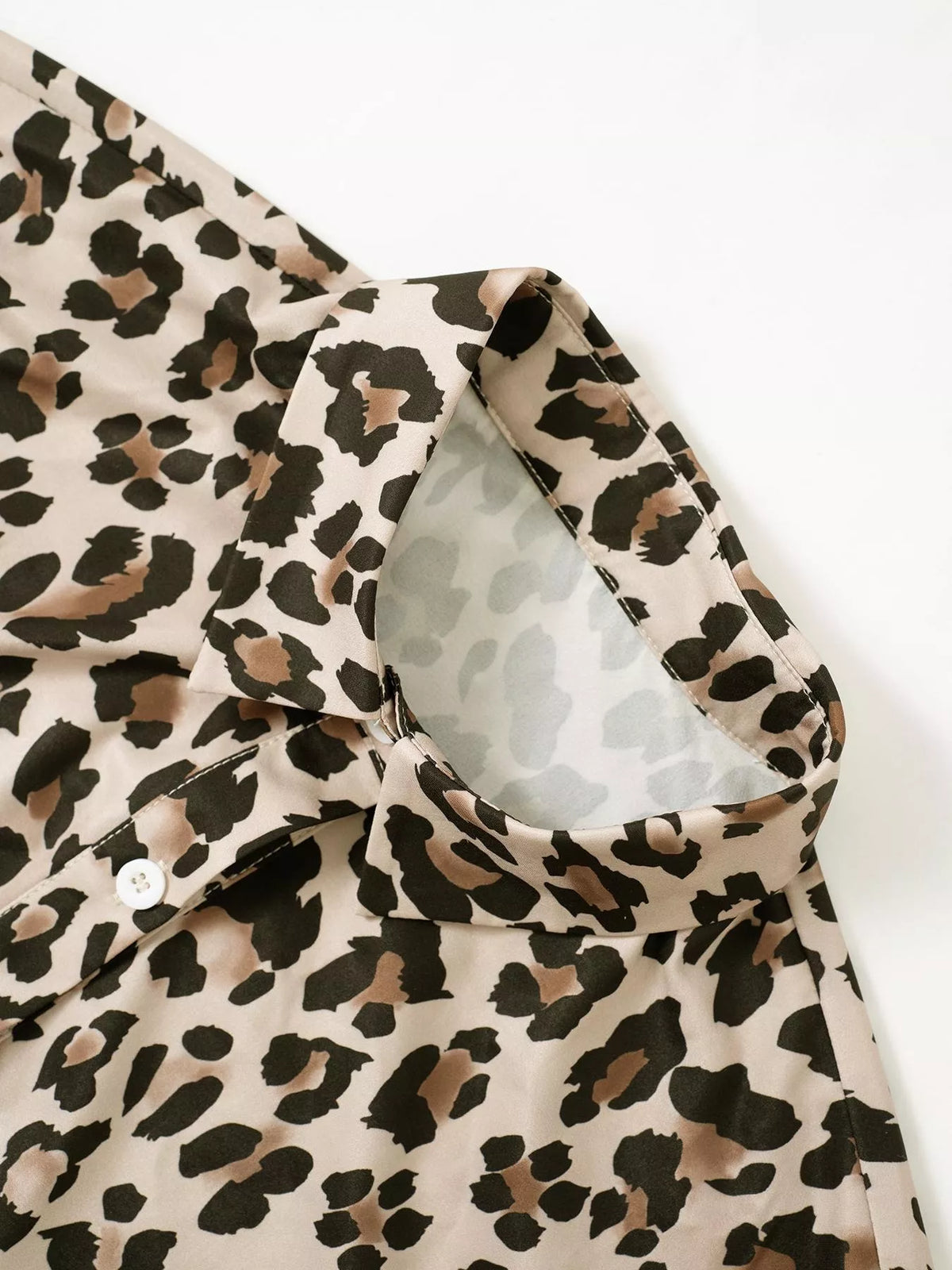Leopard Print Button-Down Long Sleeve Shirt, view 6