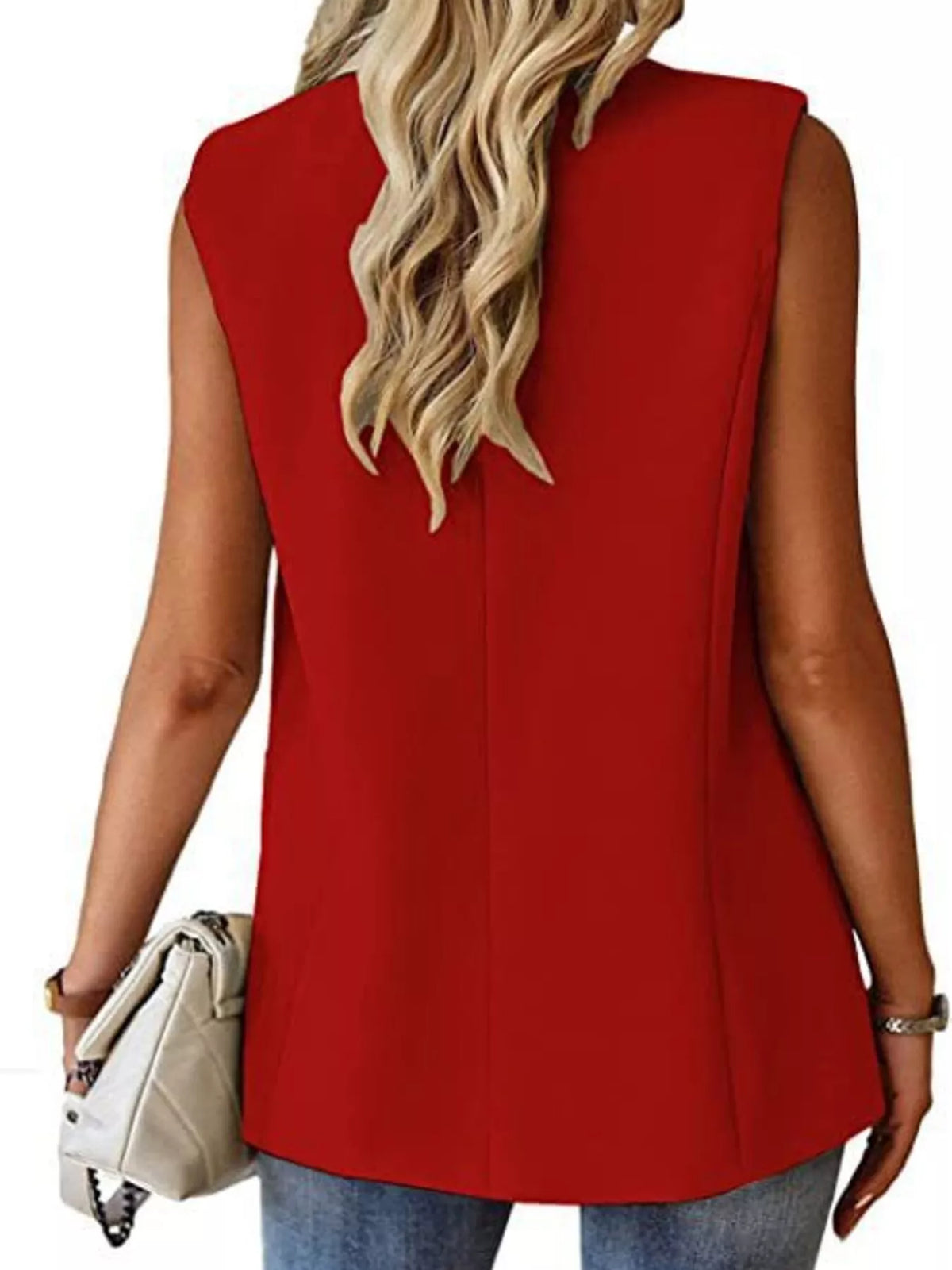 Full Size One Button Lapel Collar Vest Coat Plus Size - Lilixa.store