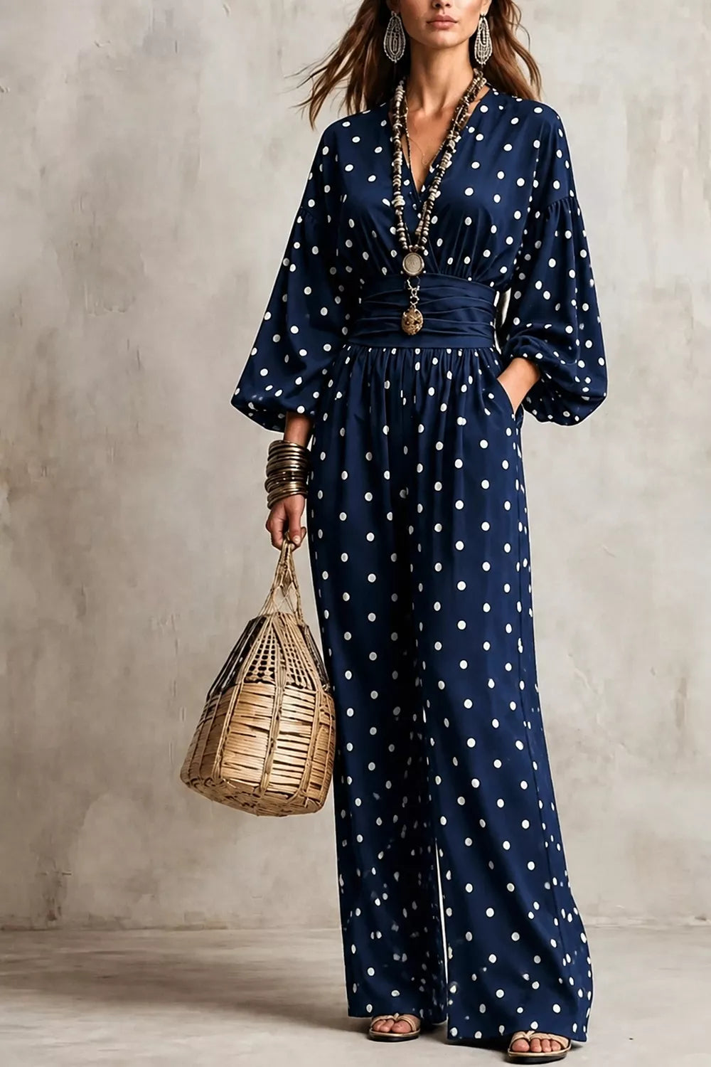 Polka Dot Wide-Leg Jumpsuit