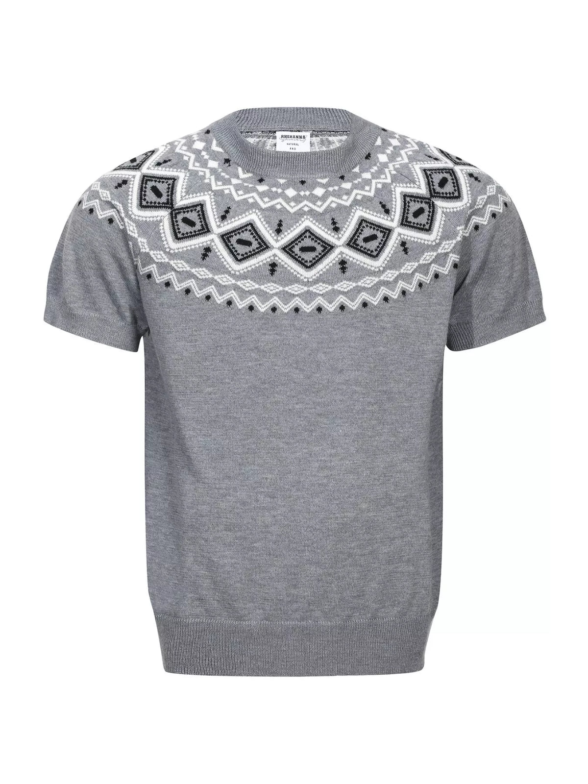 Men's Short Sleeve Fair Isle Pattern Knit Top - Lilixa.store