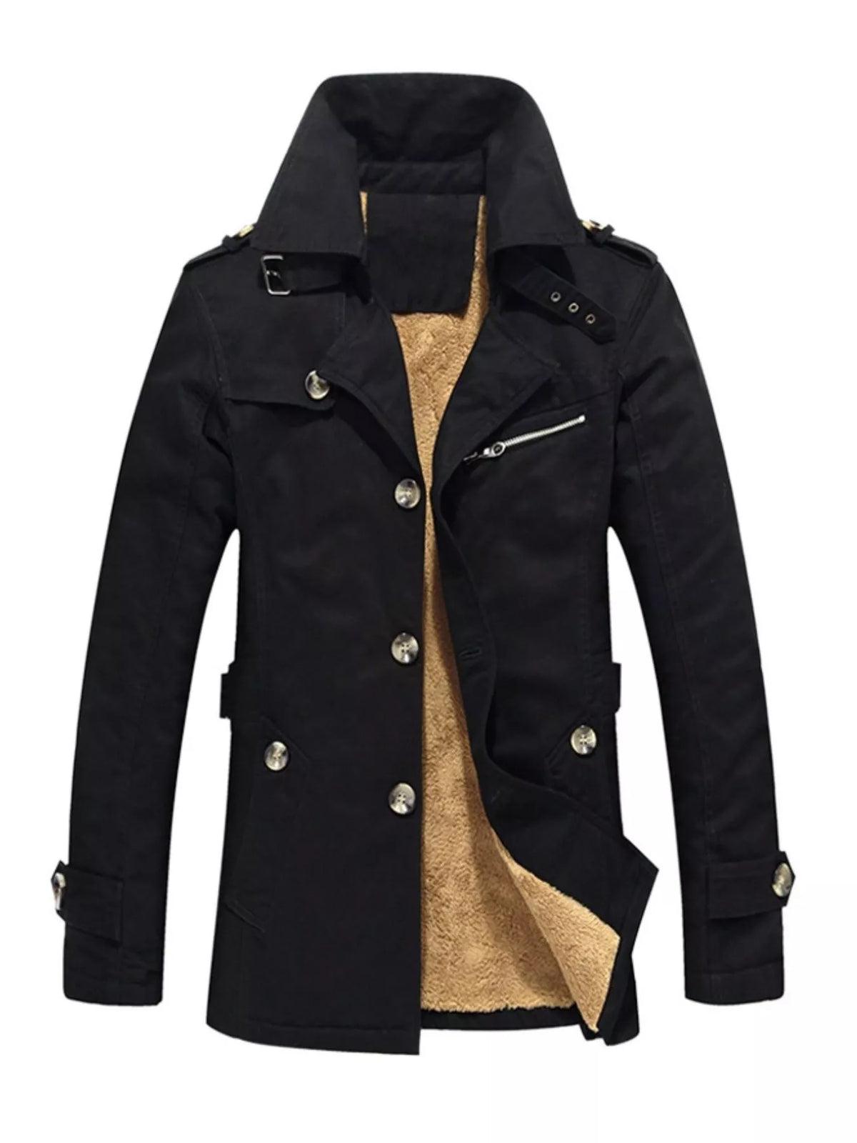 Men's Plus Size Button Up Long Sleeve Coat - Lilixa.store