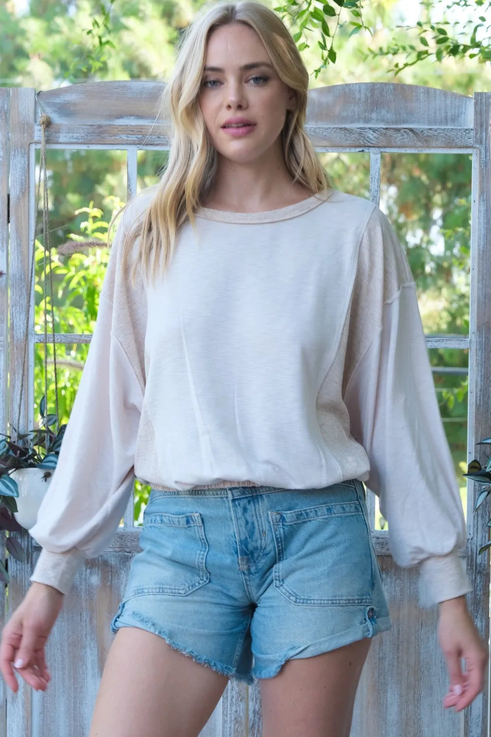 Hailey & Co Rib and Two Tone Knit Mixed Top - Lilixa.store