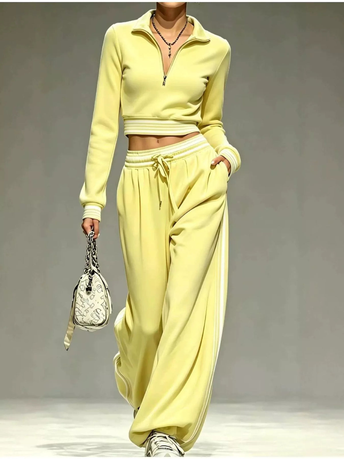 Full Size Half Zip Cropped Top and Pants Set Plus Size - Lilixa.store