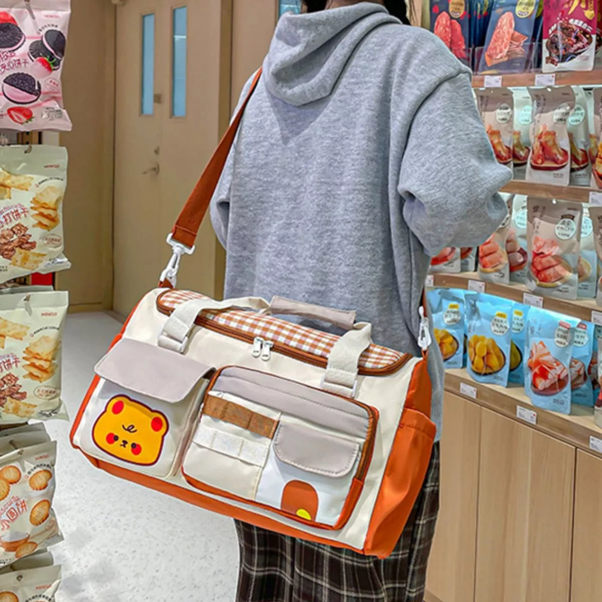 Cartoon Bear Pattern Travel Bag - Lilixa.store
