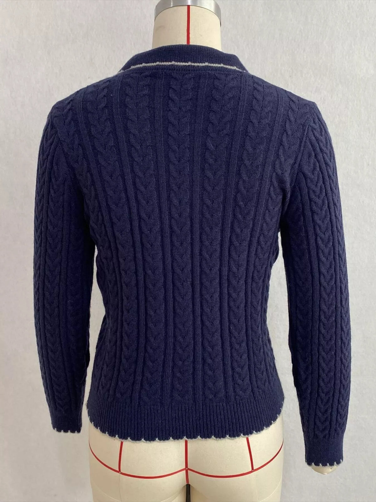 Cable Knit Polo Collar Button-Up Cardigan, view 21