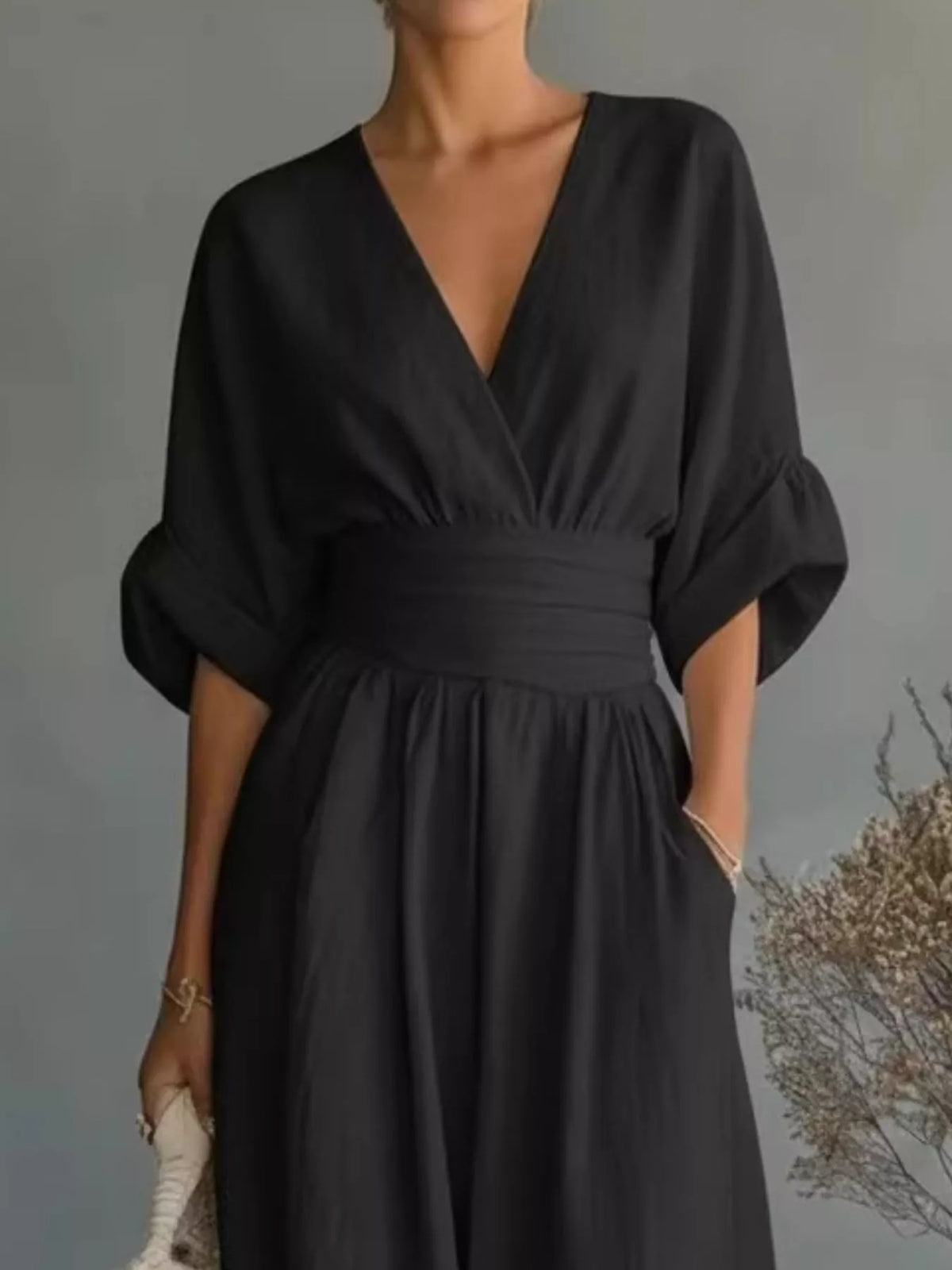 Full Size Half Sleeve Wide-Leg Jumpsuit Plus Size - Lilixa.store
