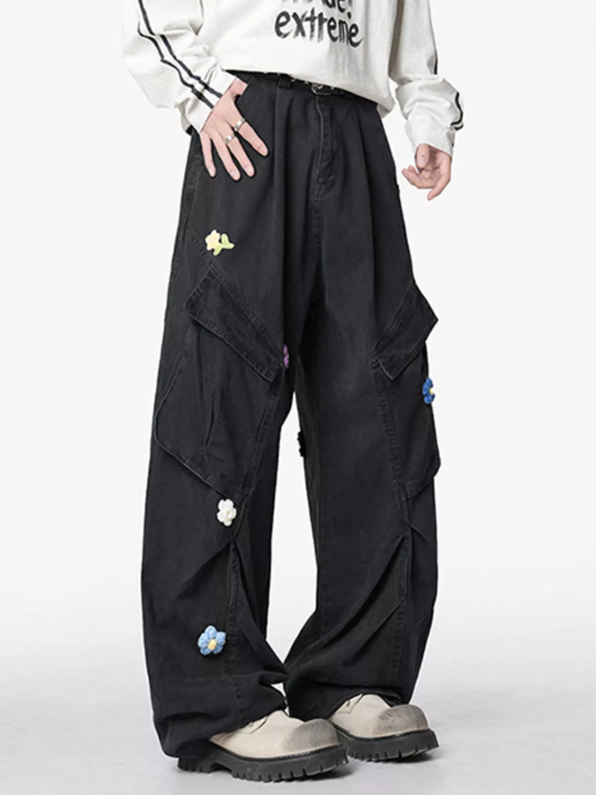 Men's Flower Wide Leg Pants, view 3