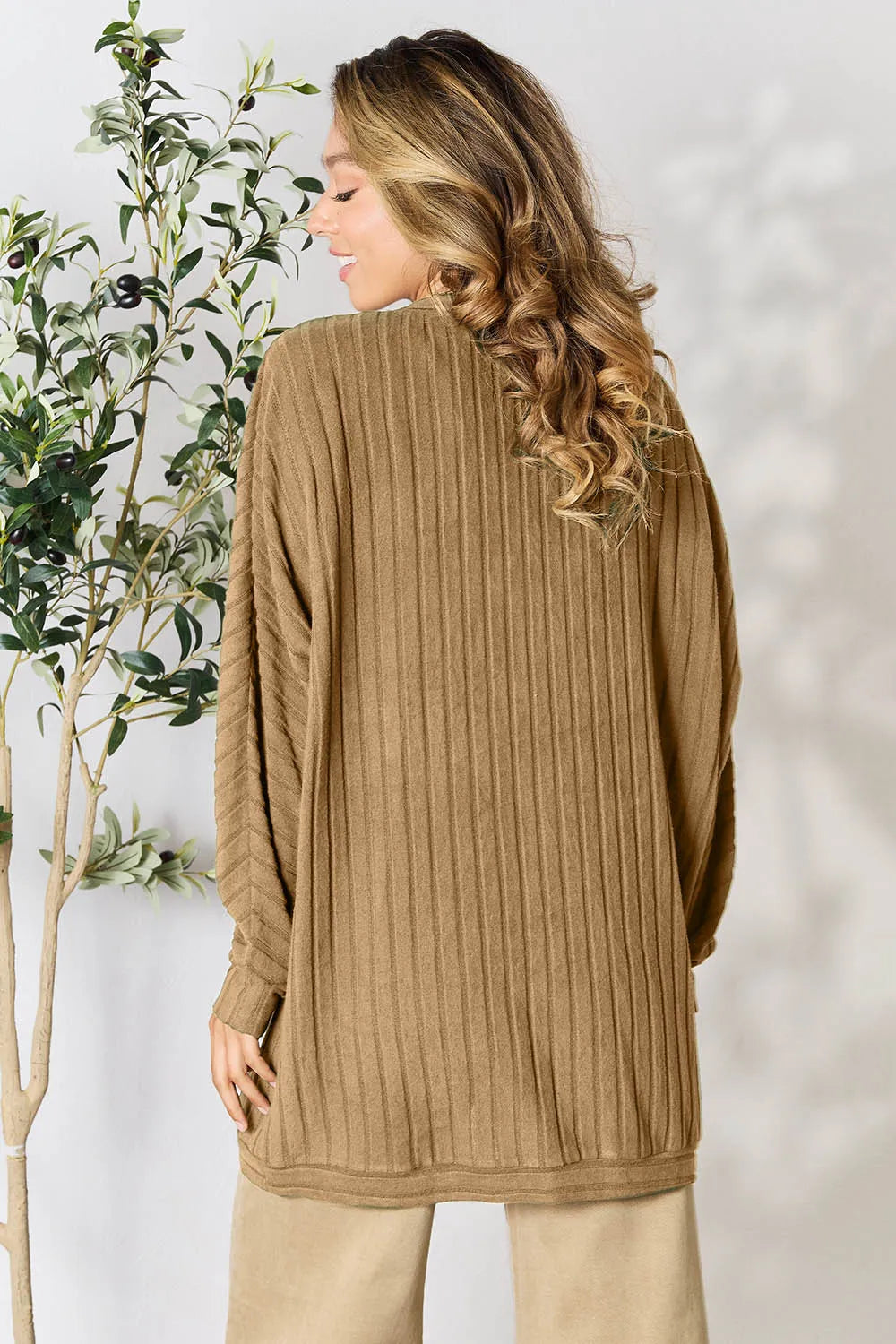 Basic Bae Full Size Ribbed Cocoon Cardigan - Lilixa.store