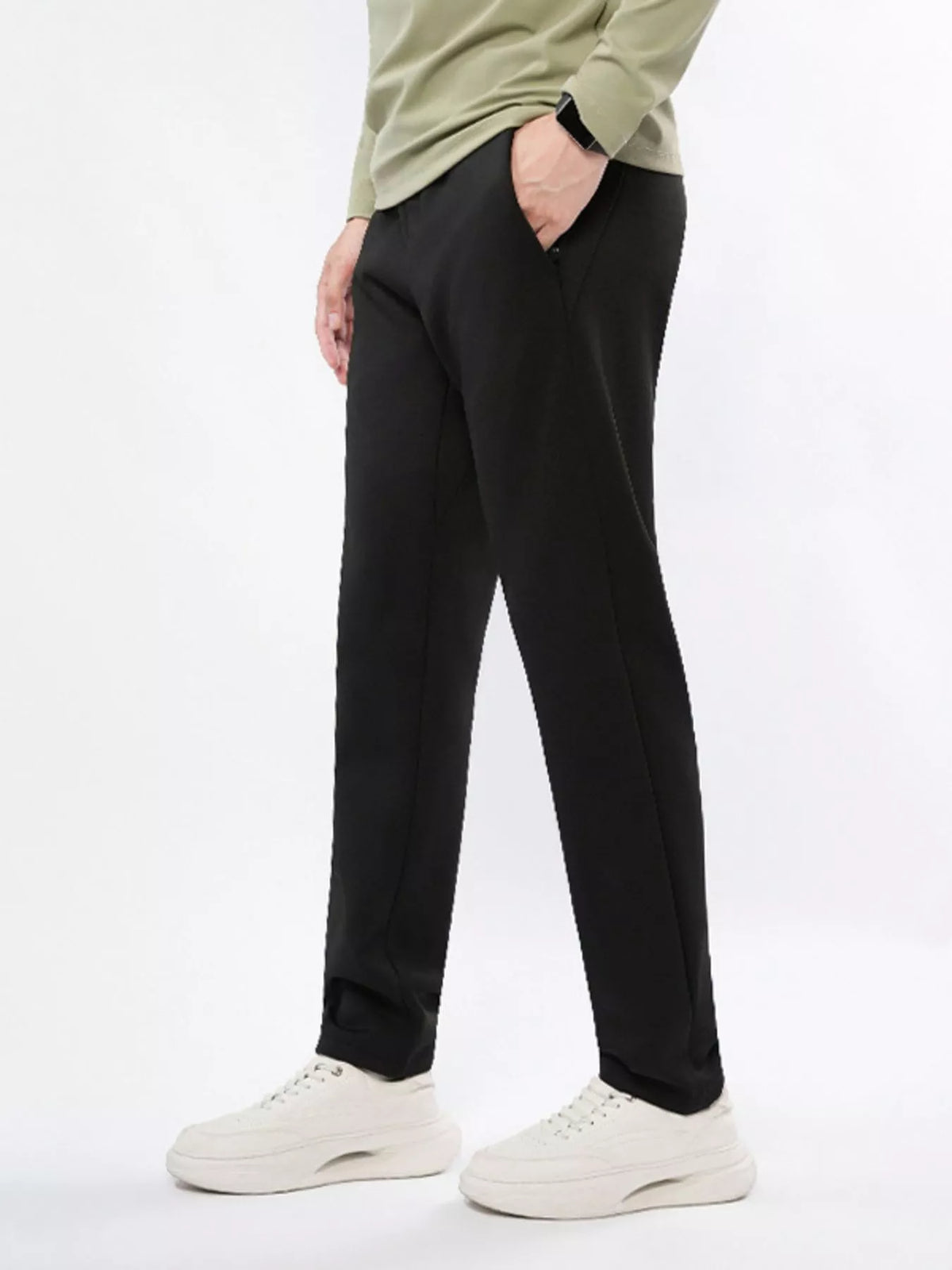 Men's Plus Size Casual Straight-Leg Pants in Black