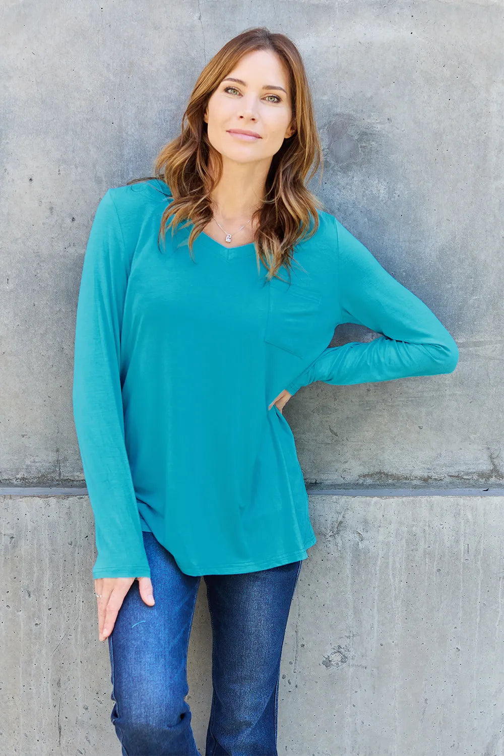 Basic Bae Full Size V-Neck Long Sleeve Top - Lilixa.store