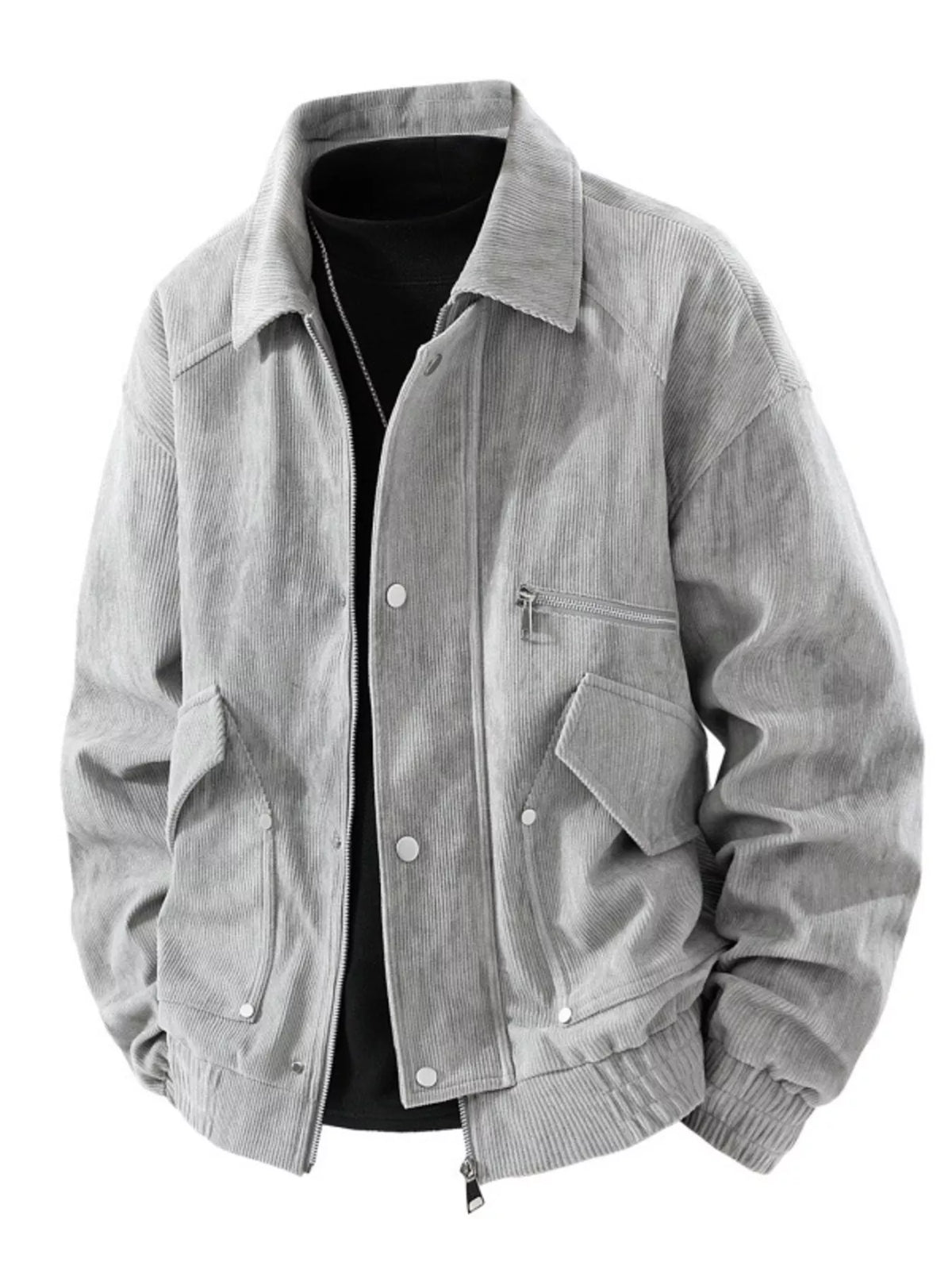Men's Plus Size Casual Corduroy Snap-Down Jacket - Lilixa.store