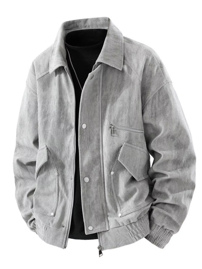 Men's Plus Size Casual Corduroy Snap-Down Jacket - Lilixa.store
