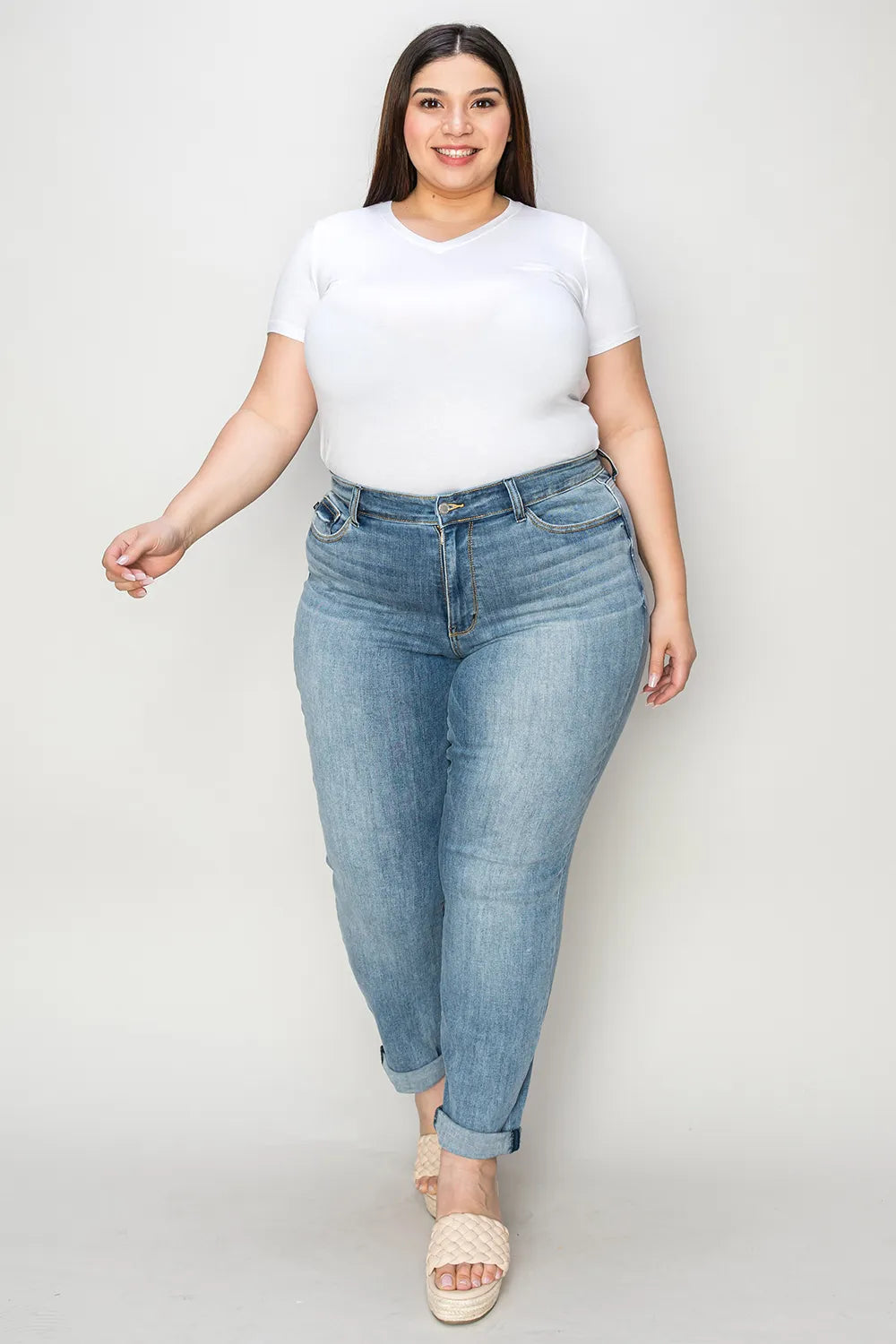 Judy Blue Full Size Cuffed Hem Slim Jeans - Lilixa.store