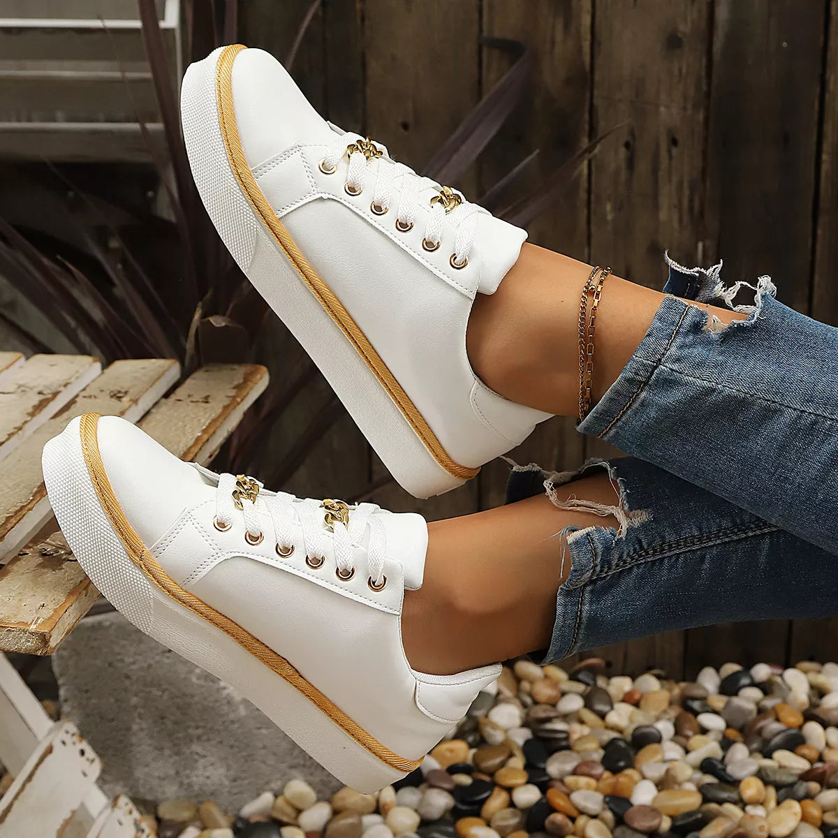 Round Toe Platform Sneakers - Lilixa.store