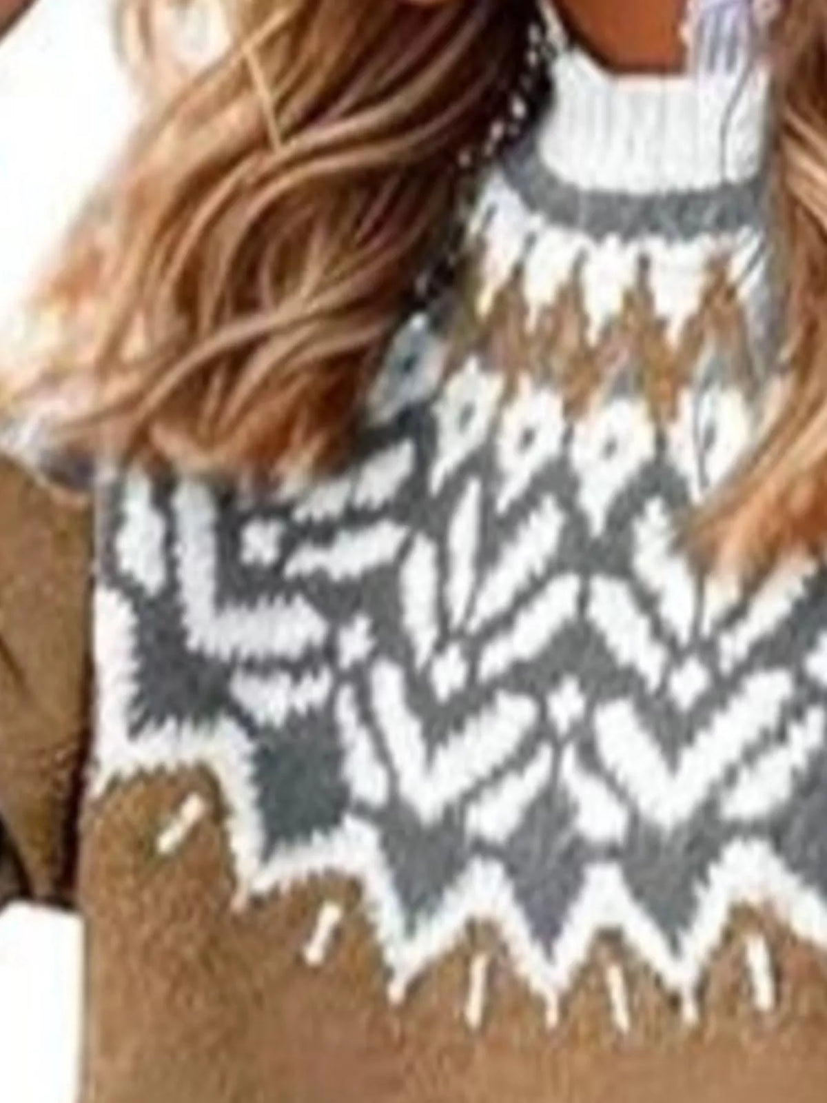 Full Size Fair Isle Patterned Long Sleeve Sweater Plus Size