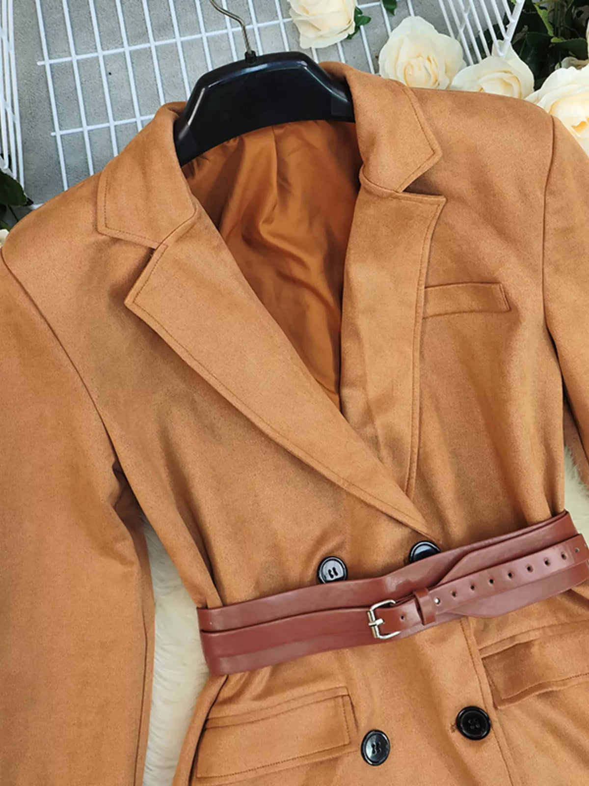 Double-Breasted Lapel Collar Blazer - Lilixa.store