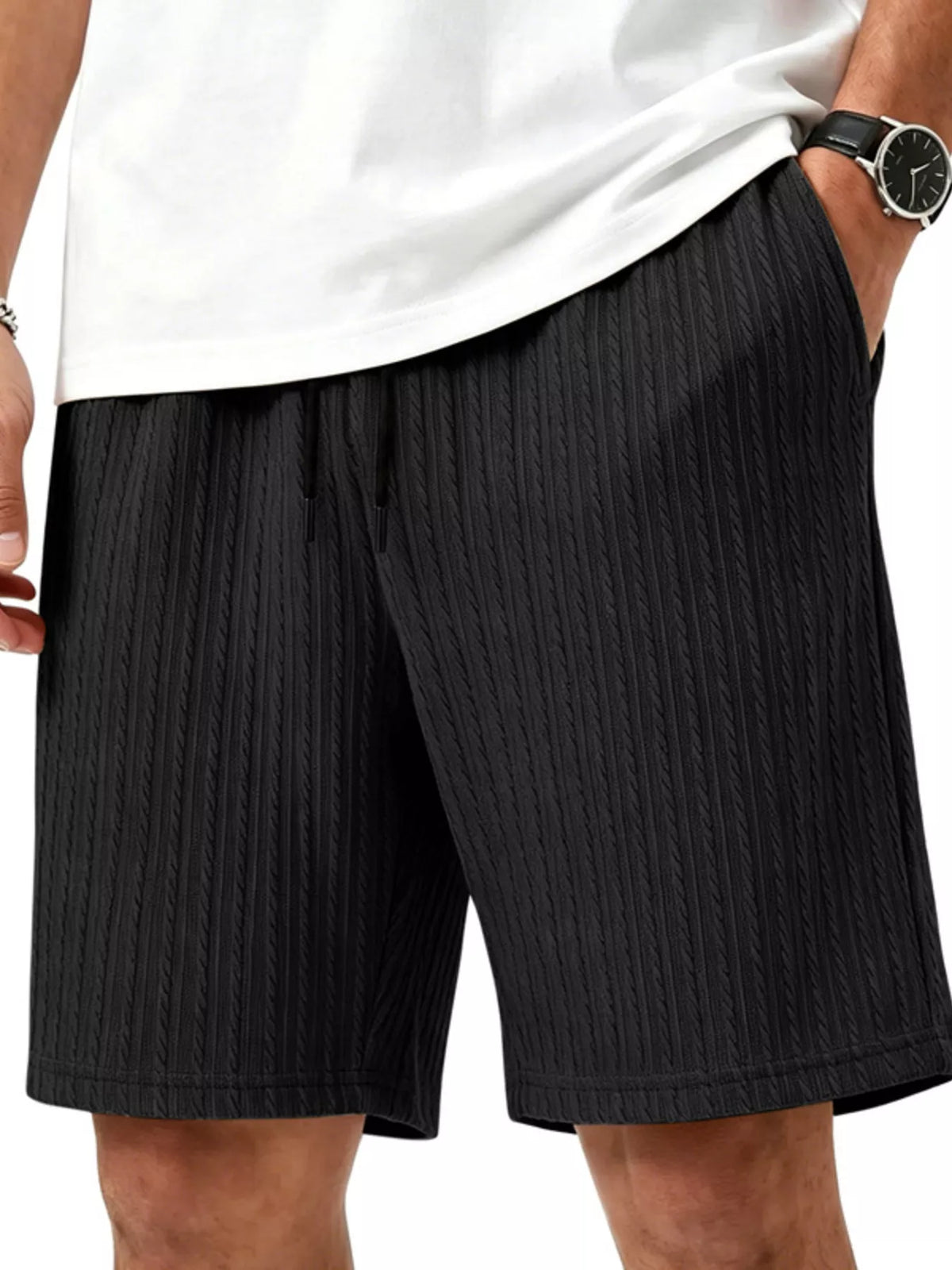 Men's Full Size Casual Texture Drawstring Shorts Plus Size - Lilixa.store