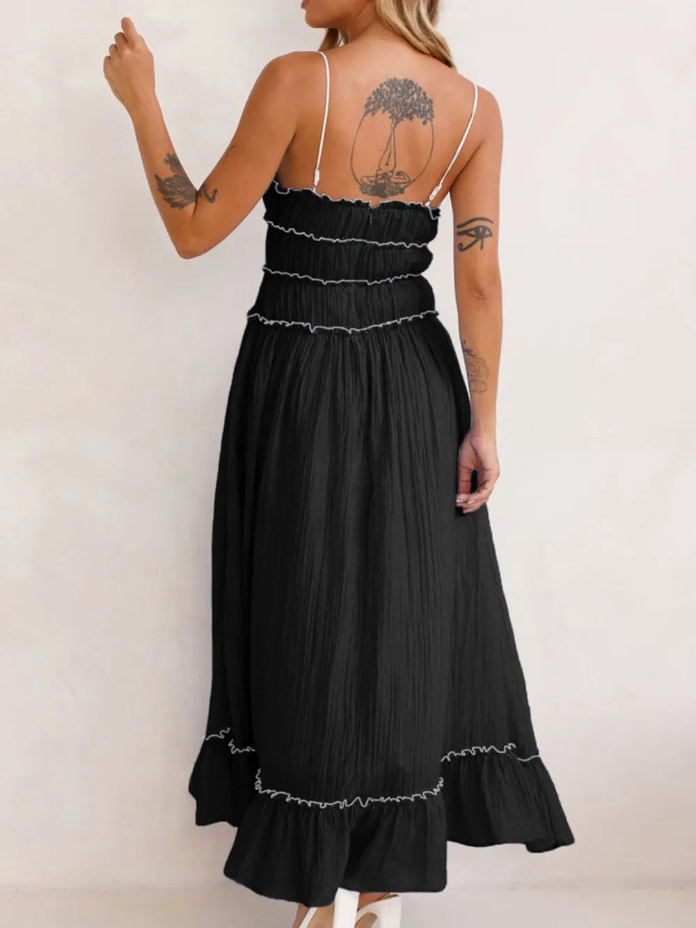 Devine Frill Ruffled Hem Midi Cami Dress - Lilixa.store