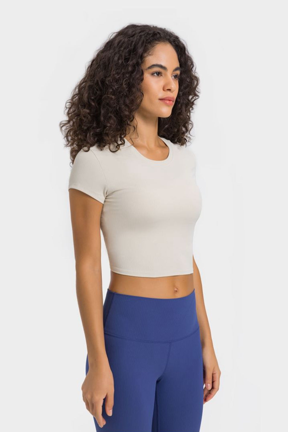 Millennia Round Neck Short Sleeve Cropped Sports T-Shirt - Lilixa.store