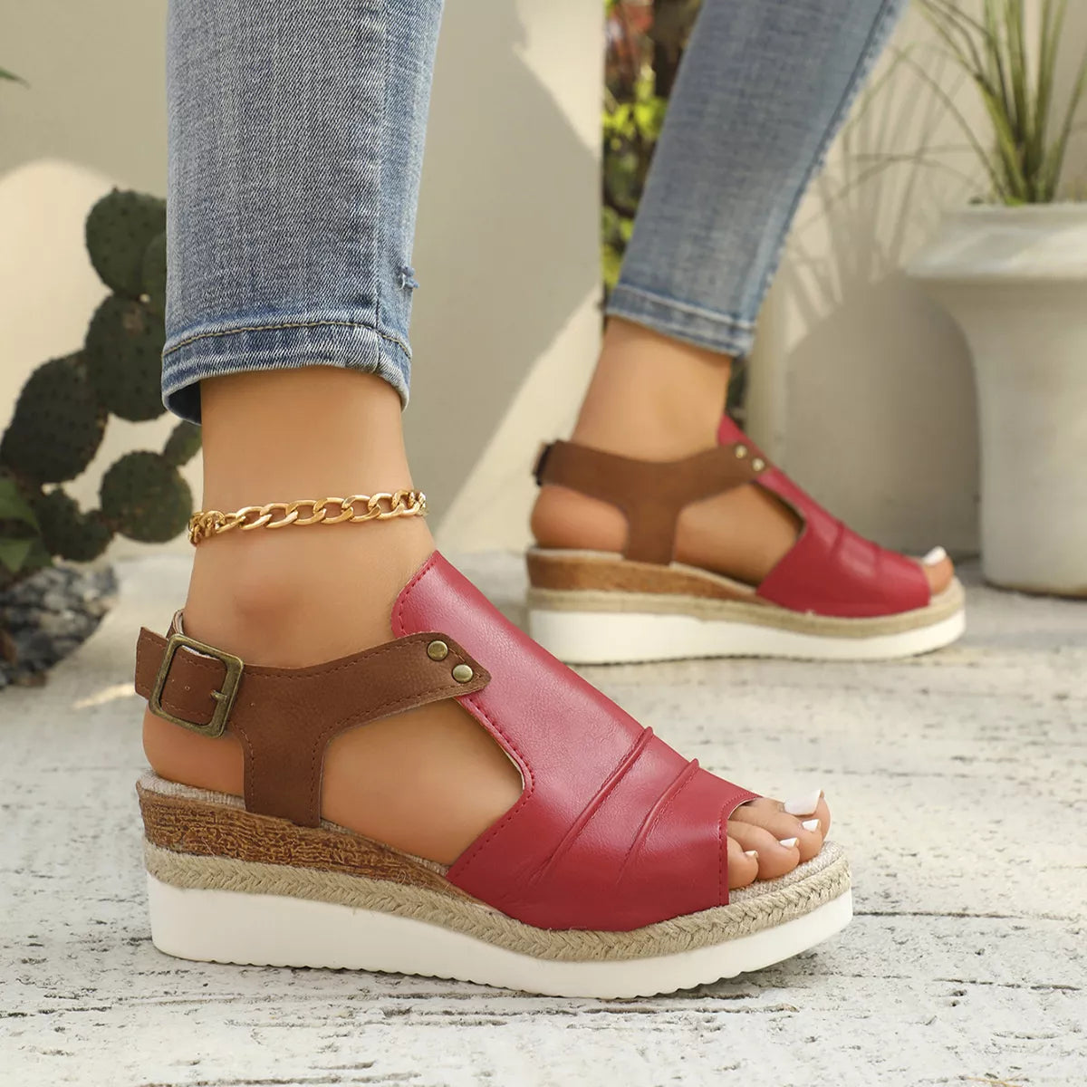 Peep Toe Wedge Sandals, view 2
