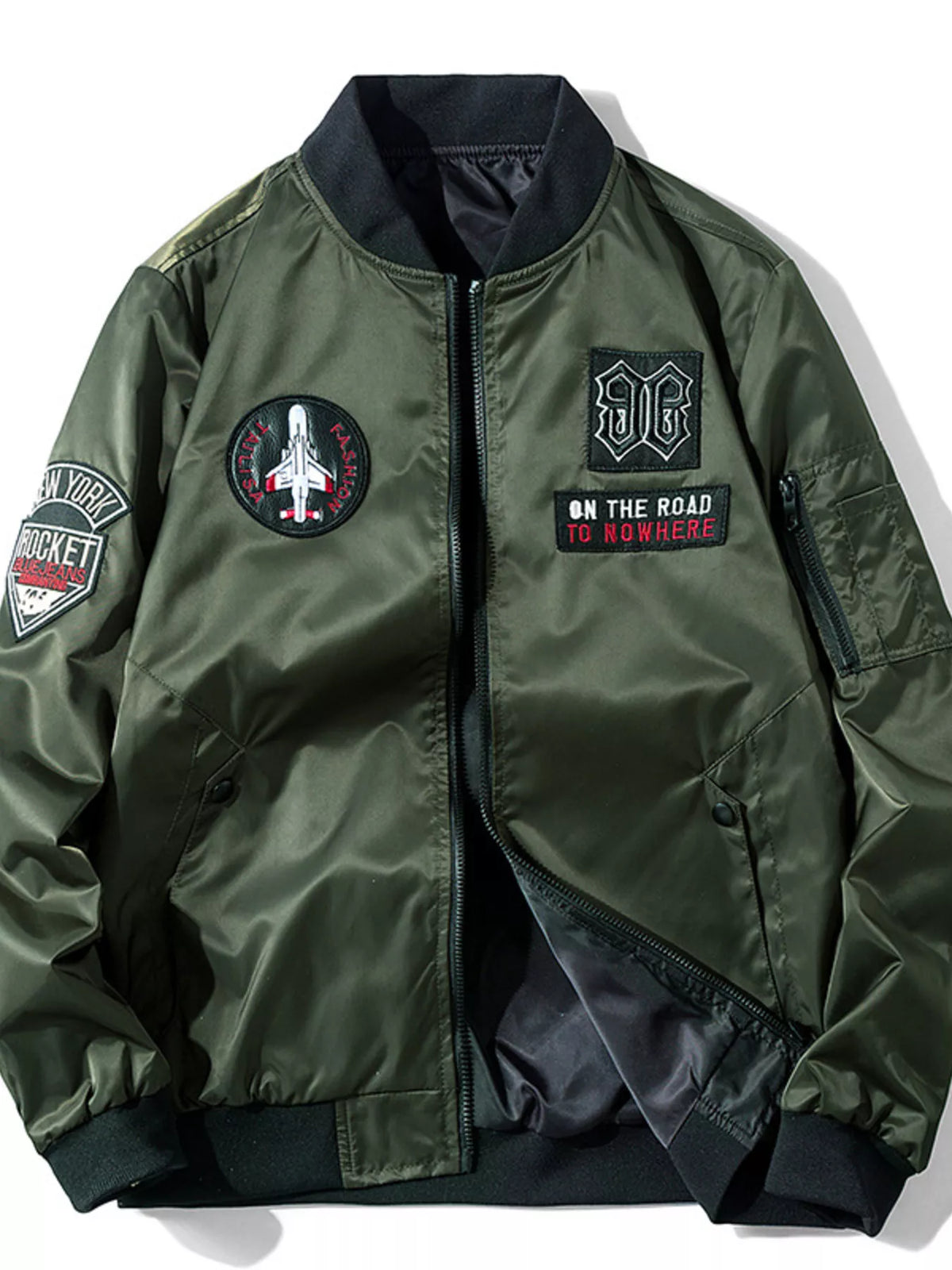 Men's Plus Size Zip Up Long Sleeve Bomber Jacket - Lilixa.store