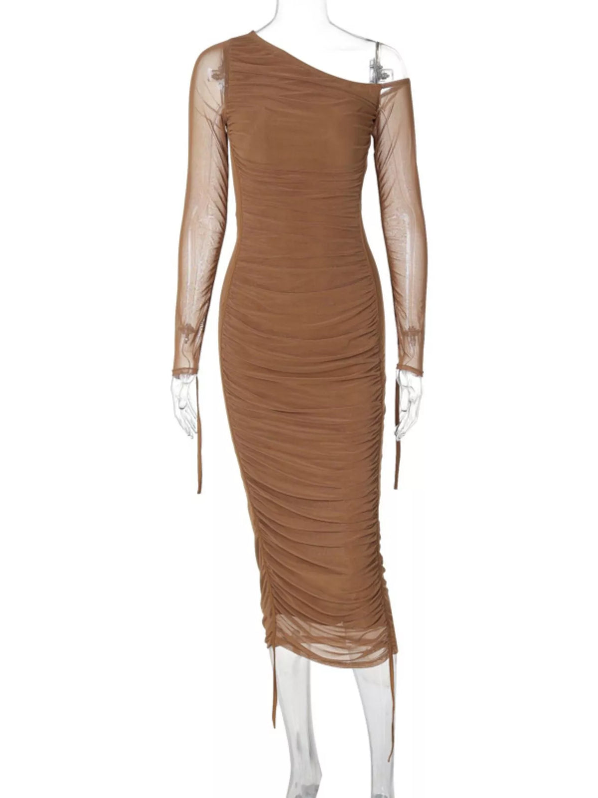 One-Shoulder Ruched Bodycon Midi Dress - Lilixa.store