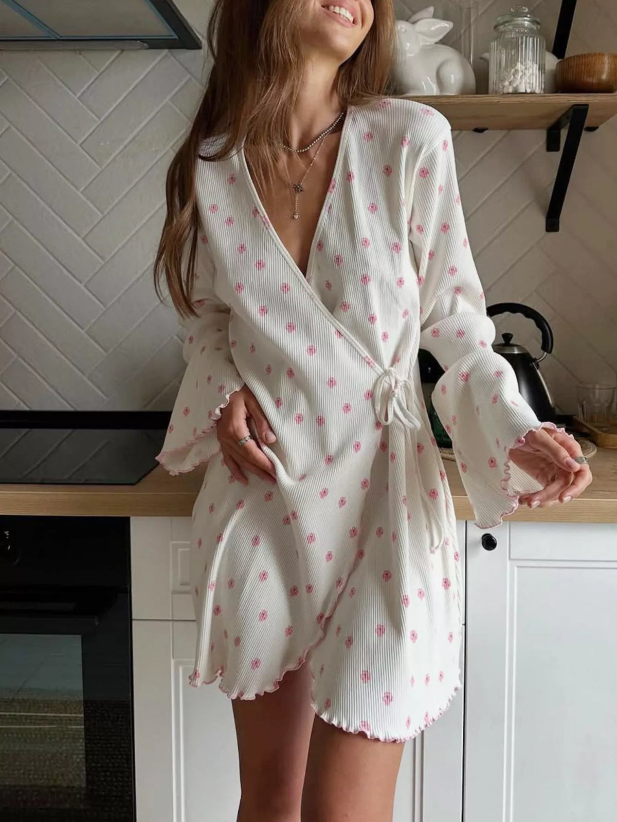 Floral Print Cami Dress and Cardigan Lounge Set - Lilixa.store
