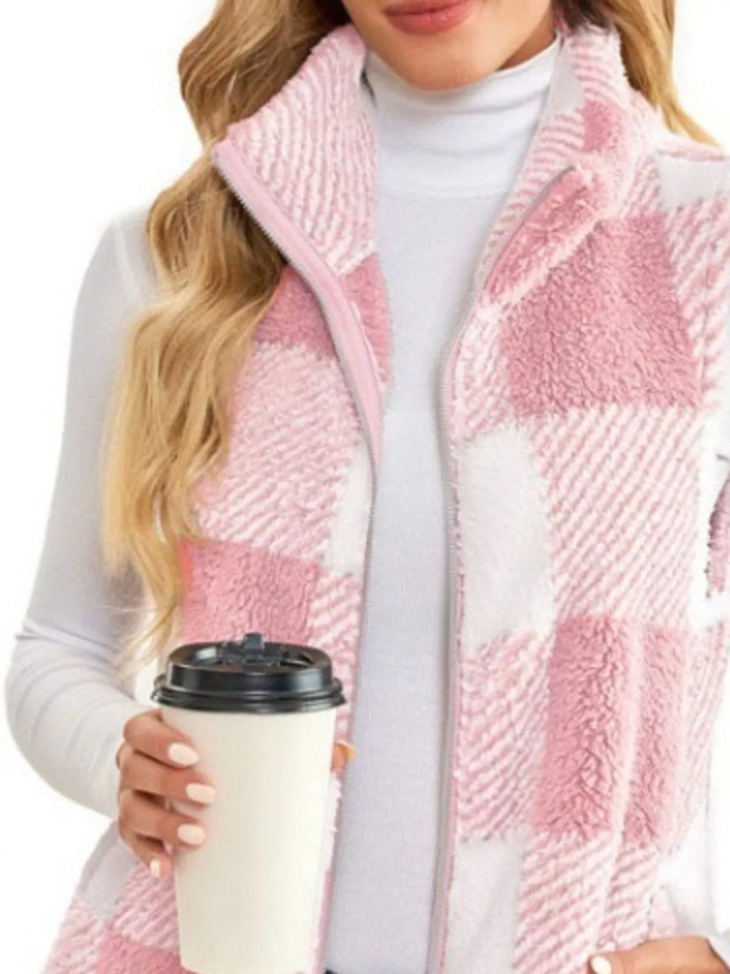 Full Size Color Block Zip Up Vest Coat Plus Size - Lilixa.store