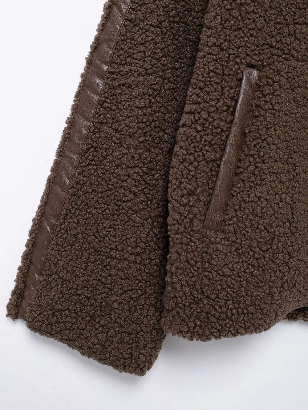 Zip Up Turtleneck Long Sleeve Plush Jacket, view 15