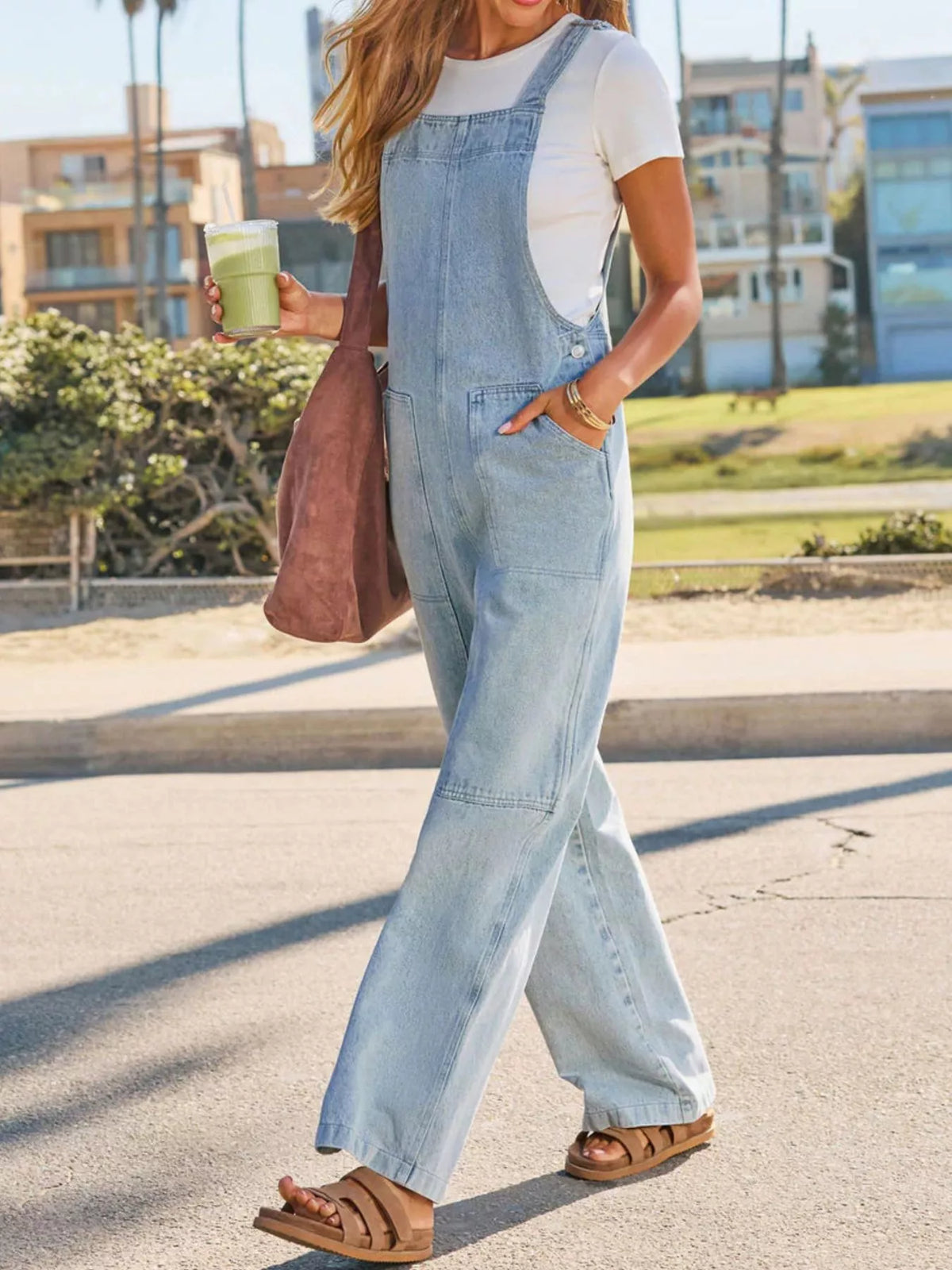 Wash Wide-Leg Denim Overalls - Lilixa.store