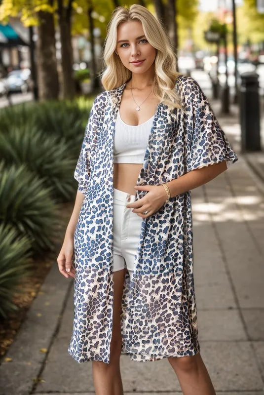 Heimish Full Size Leopard Open Front Cardigan Plus Size in Taupe
