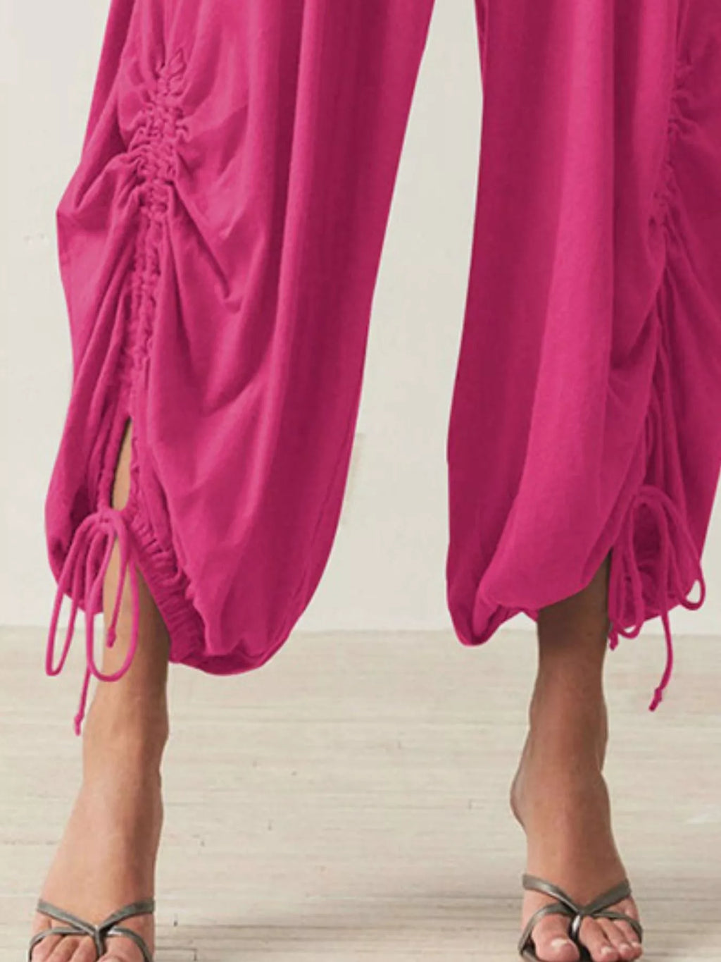 Ruched Drawstring Harem Pants - Lilixa.store
