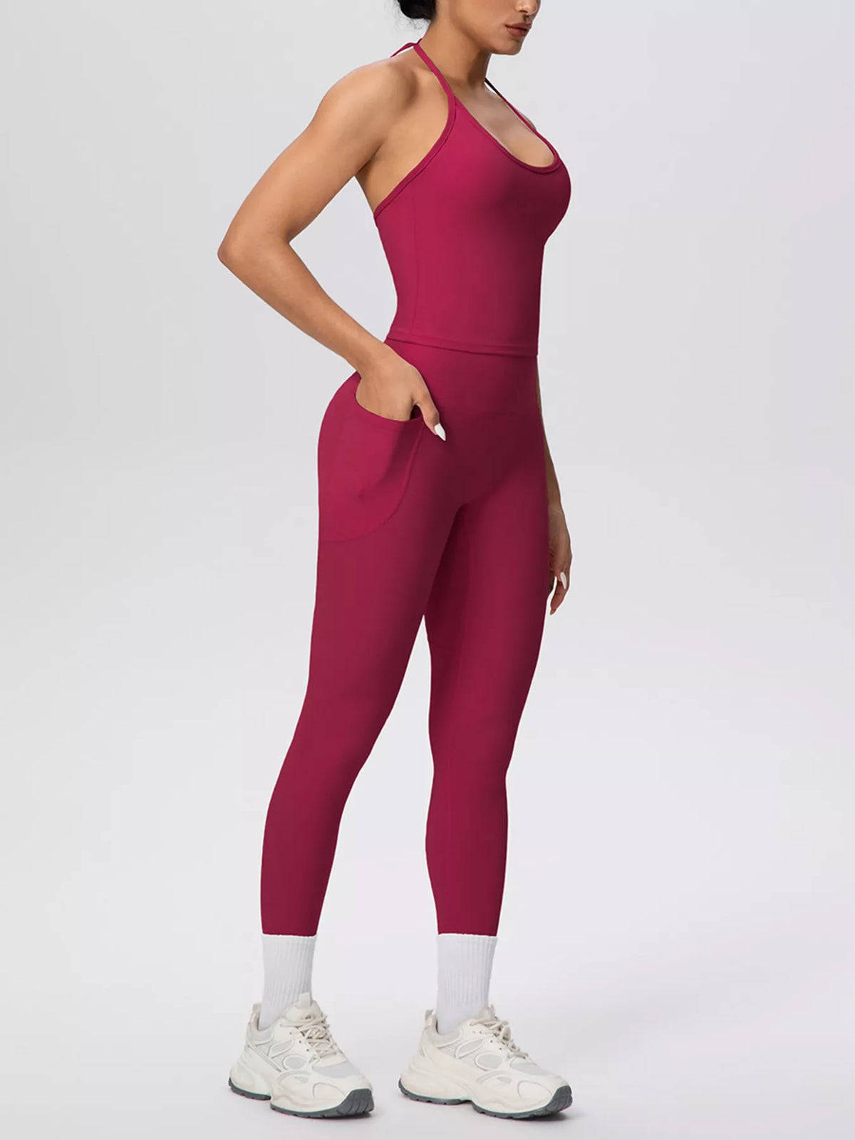 Halter Neck Cami and High-Waisted Leggings Active Set - Lilixa.store