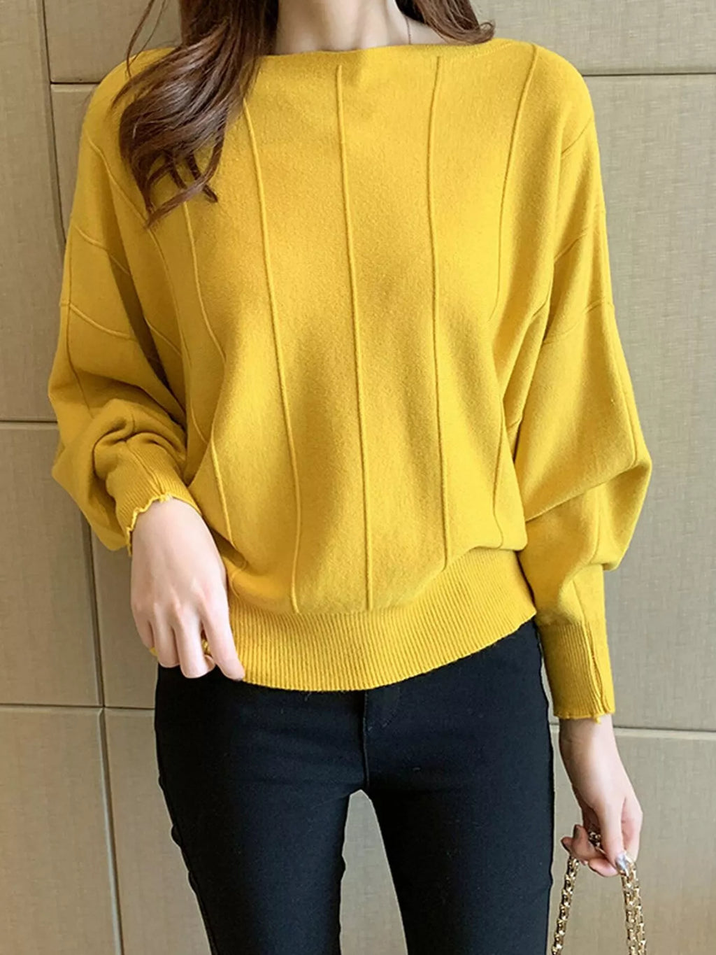 Ribbed Hem Batwing Sleeve Knit Top - Lilixa.store