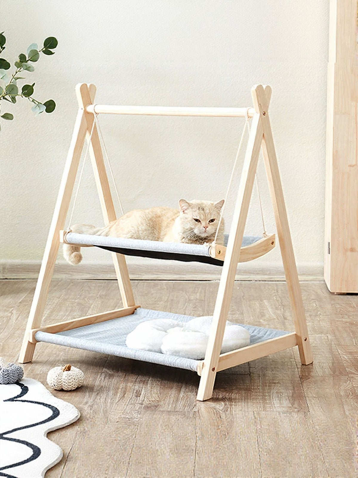 Wooden Triangle Cat Hammock - Lilixa.store