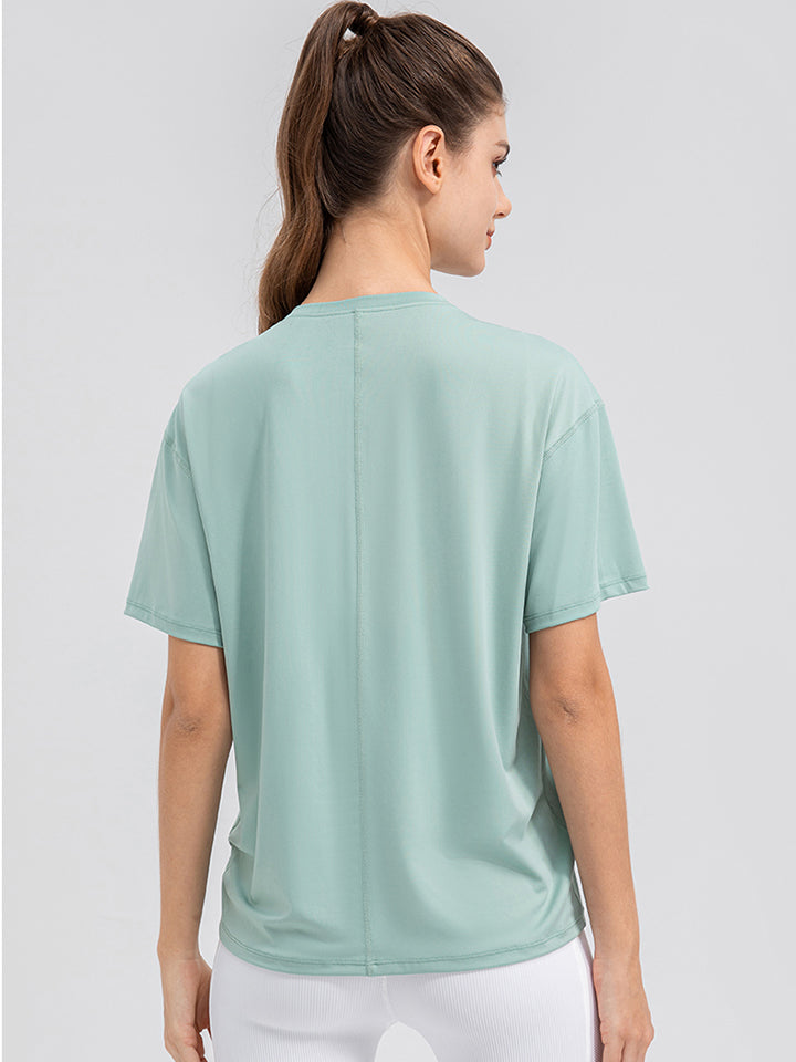 Round Neck Short Sleeve Active Top - Lilixa.store