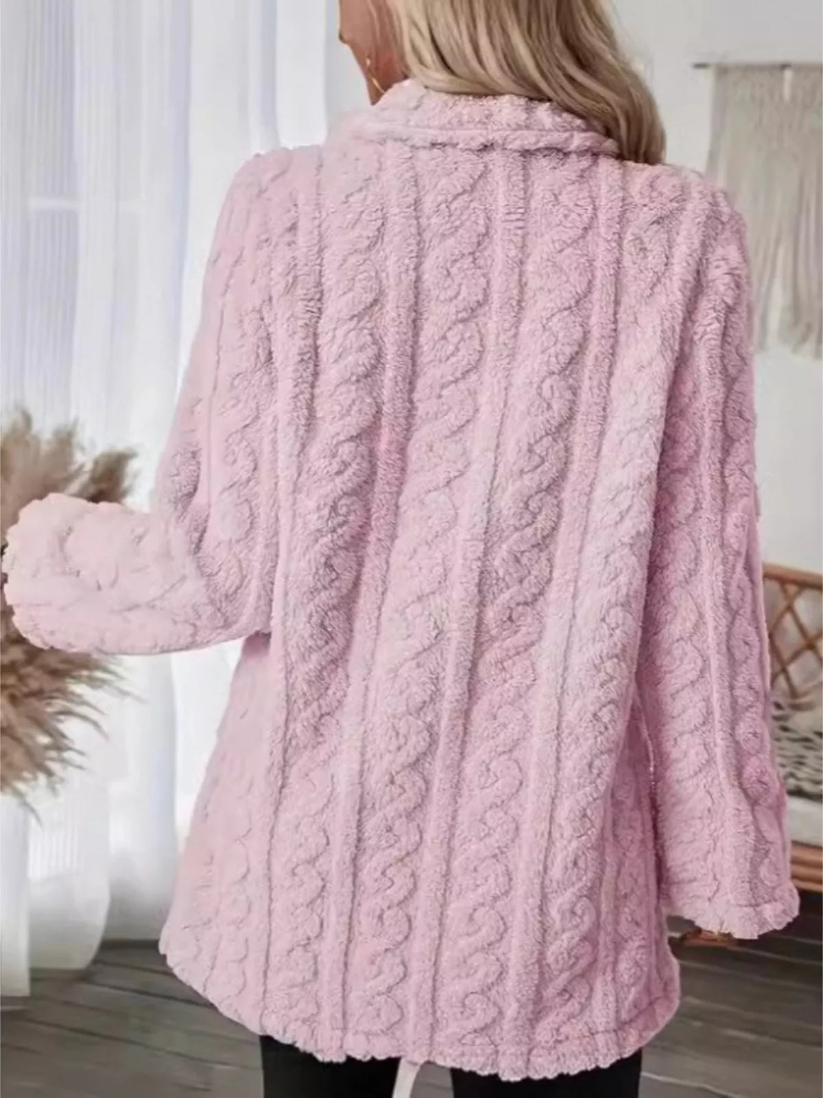 Cozy Faux Shearling Double-Breasted Outerwear, view 13
