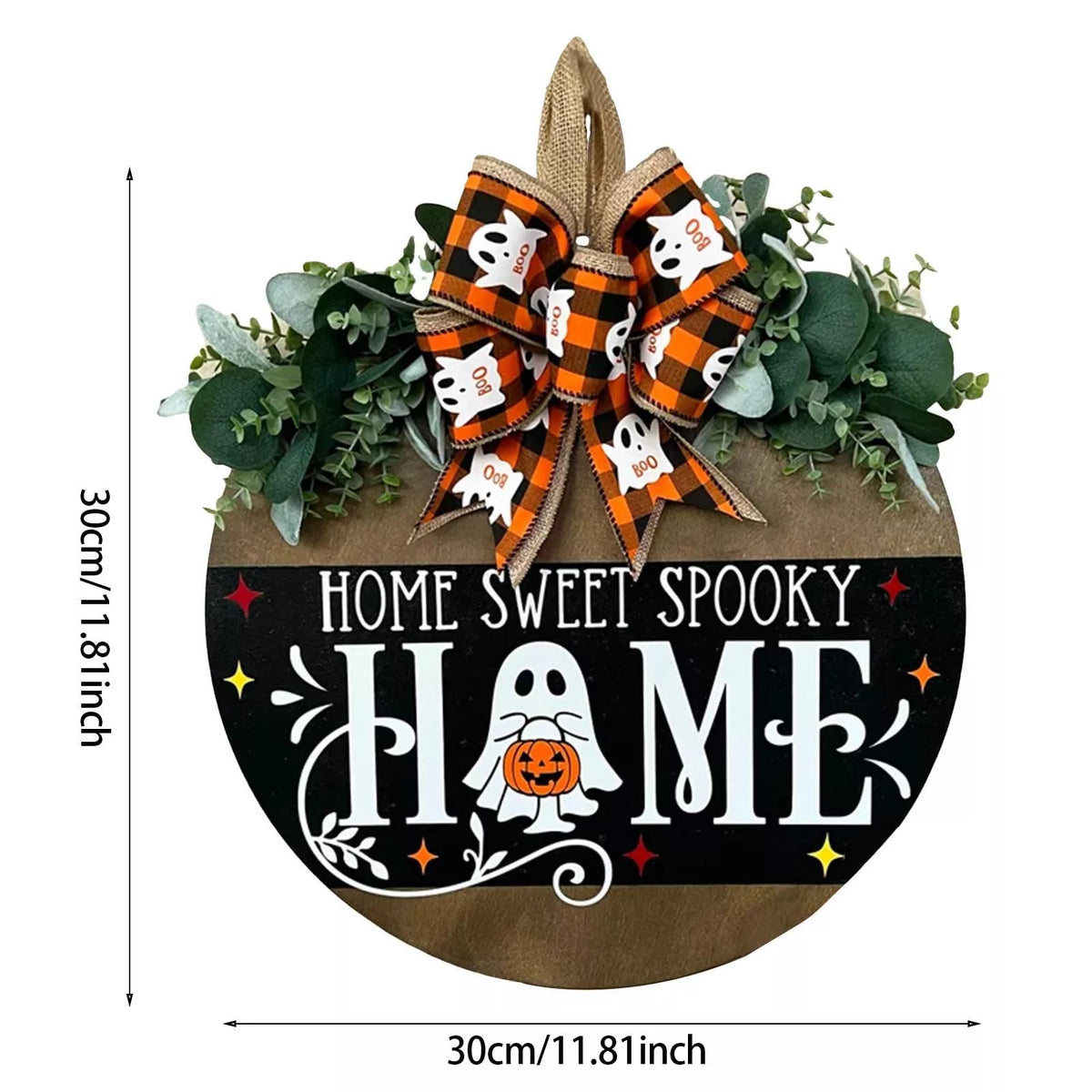 Halloween Decorative Wooden Hanger with Ghost Bow - Lilixa.store
