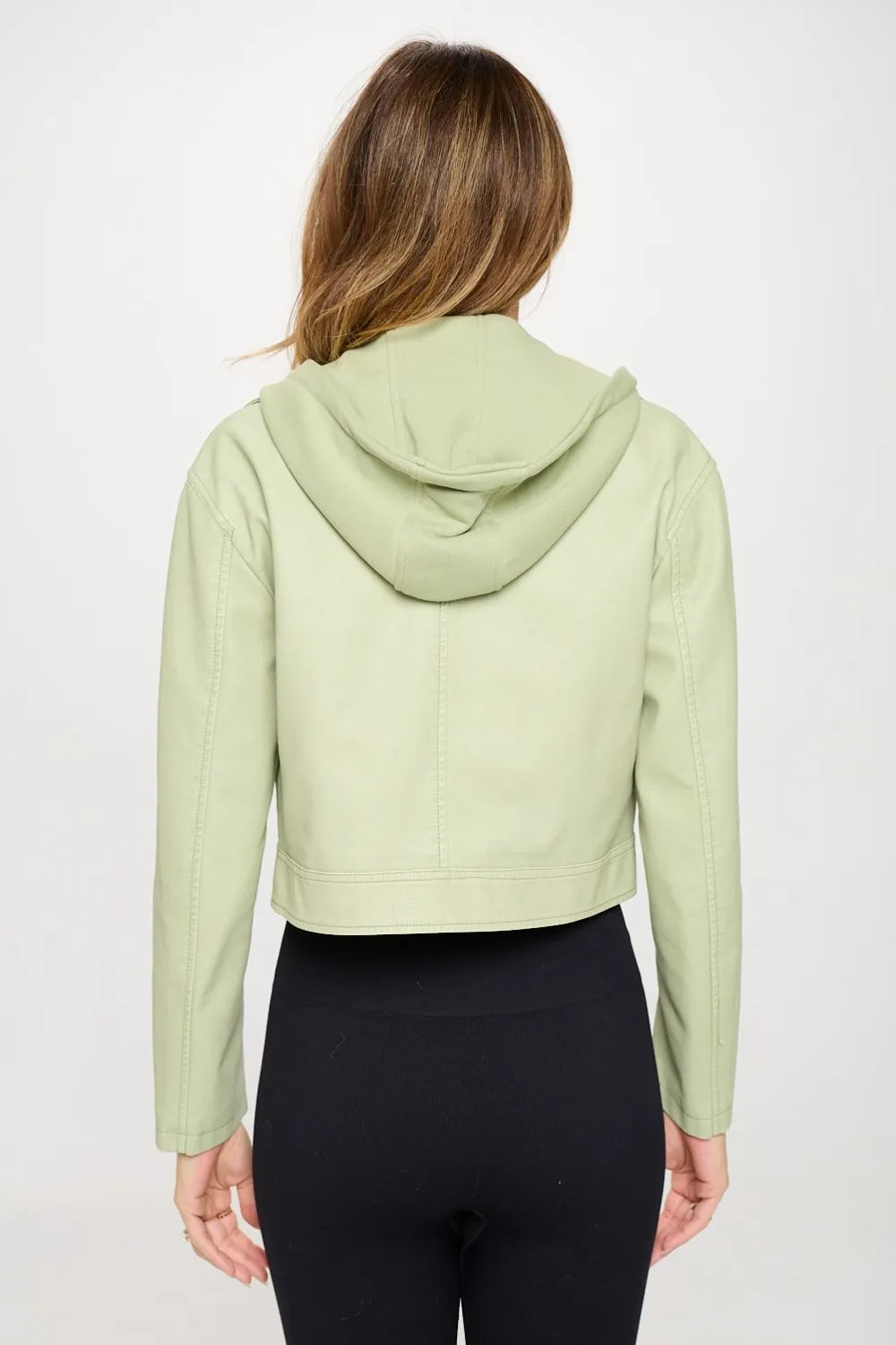 Coalition LA Snap Down Cropped Hooded Jacket in Mint, view 2
