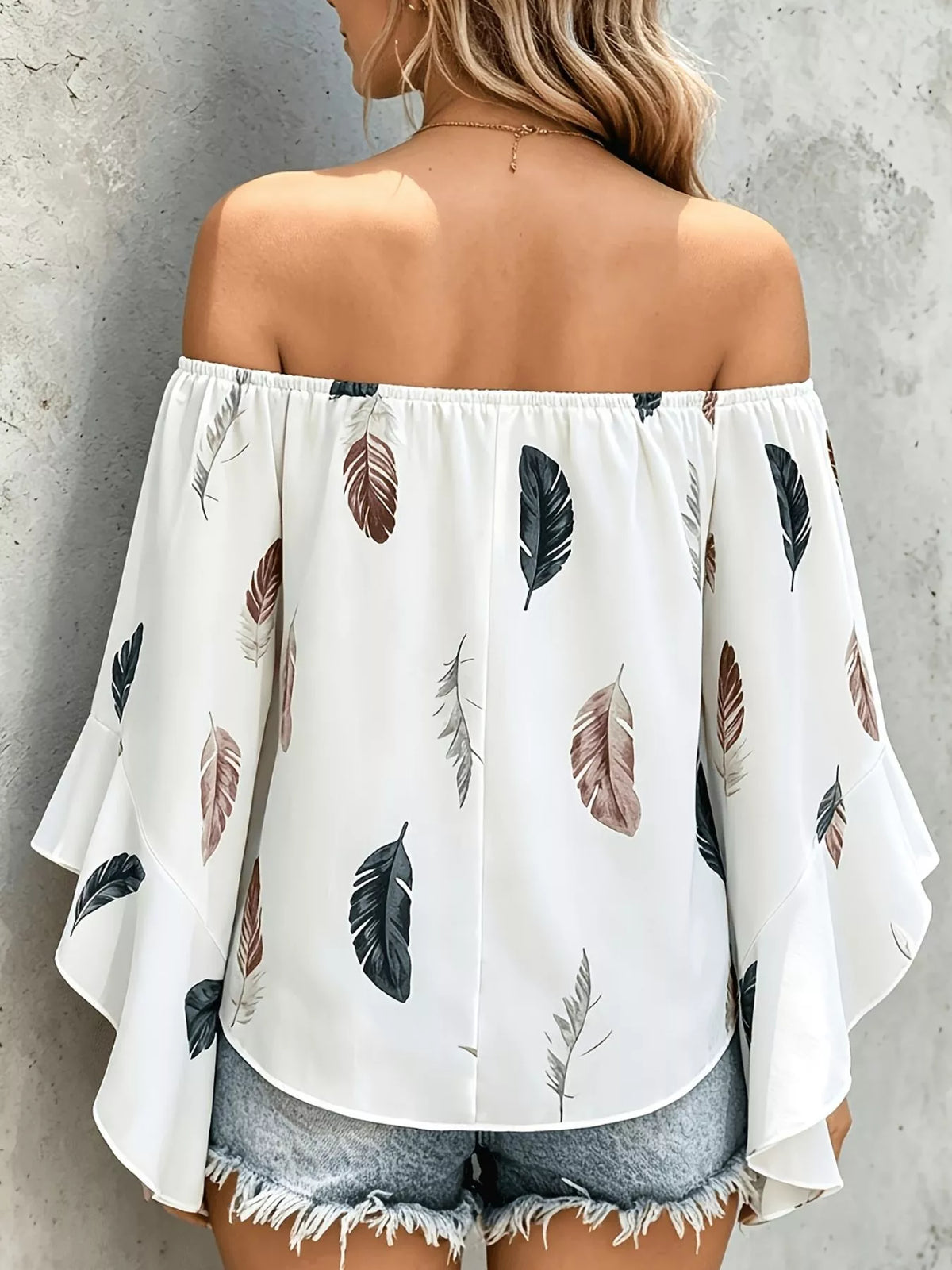 Printed Off Shoulder Blouse, view 2