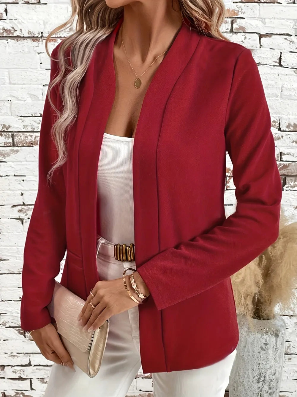 Solid Color Open Front Long Sleeve Cardigan - Lilixa.store