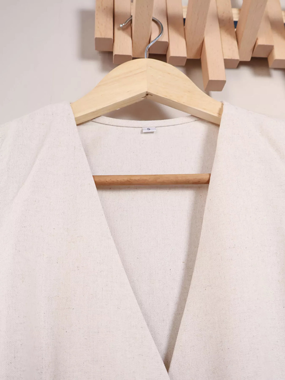 Button Up Vest and Shorts Two-Piece Set in Khaki Color, view 11