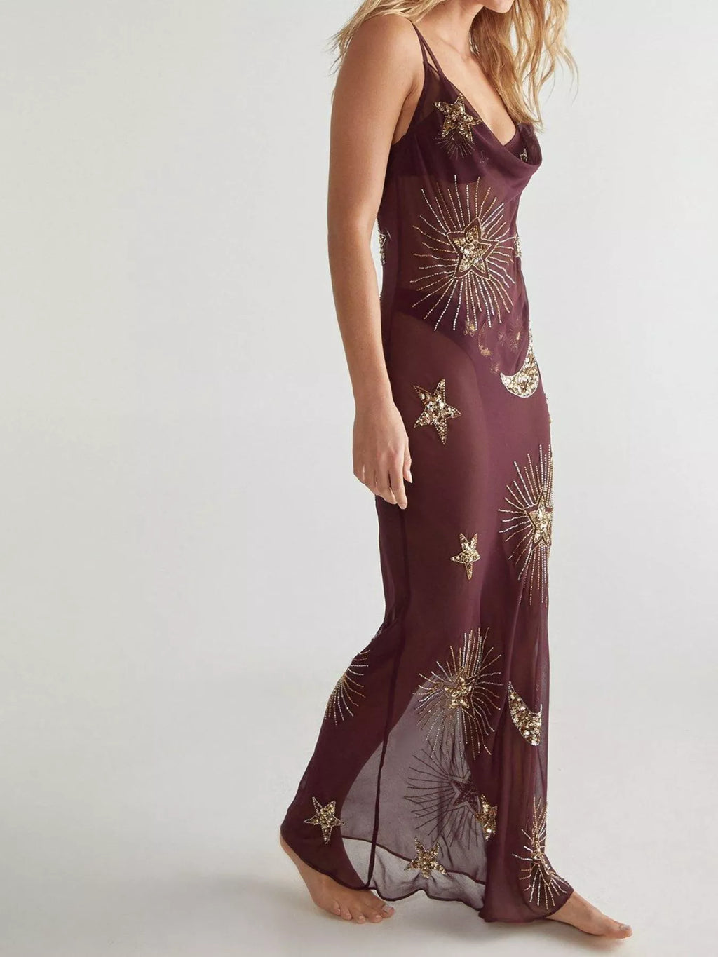 Sequin Backless Maxi Cover Up Dress - Lilixa.store