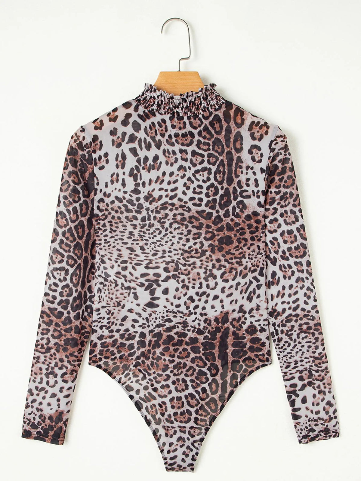 Leopard Print Long Sleeve Mock Neck Bodysuit - Lilixa.store