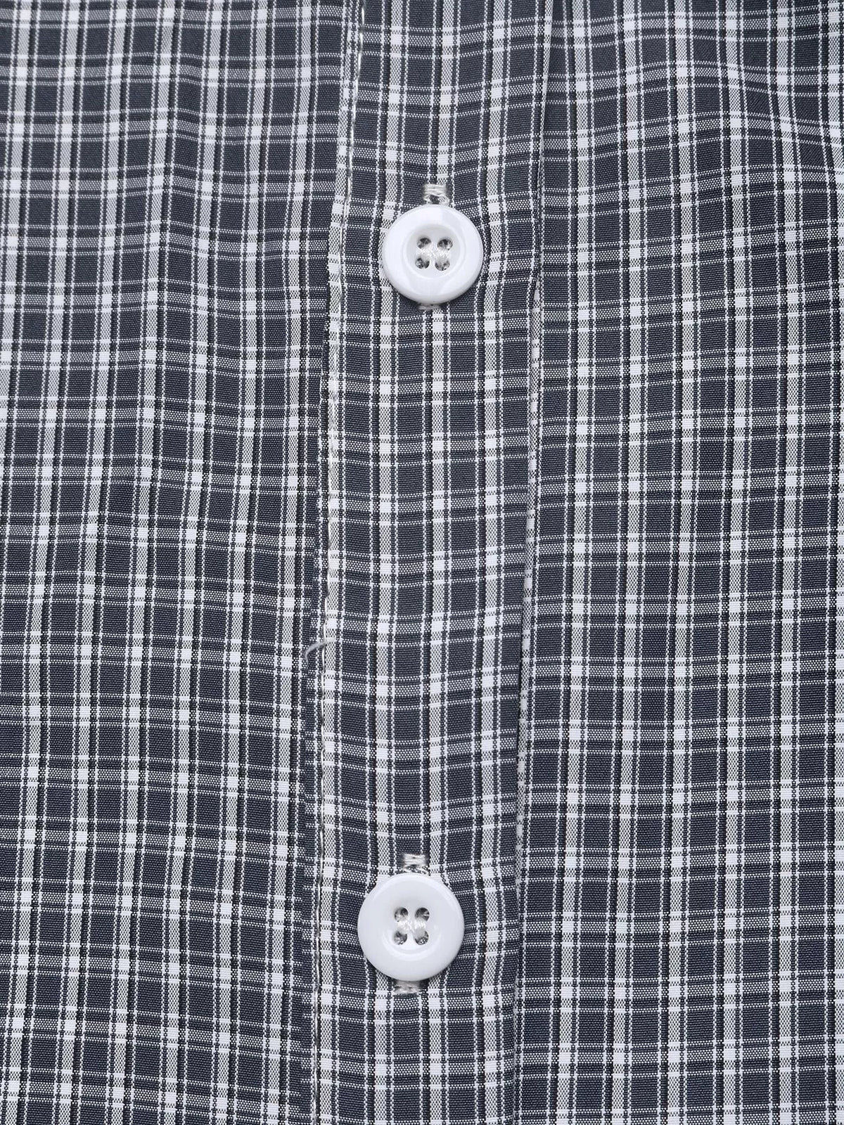 Gingham Button Up Shirt with Tie-Sleeve Detail in Navy, view 13