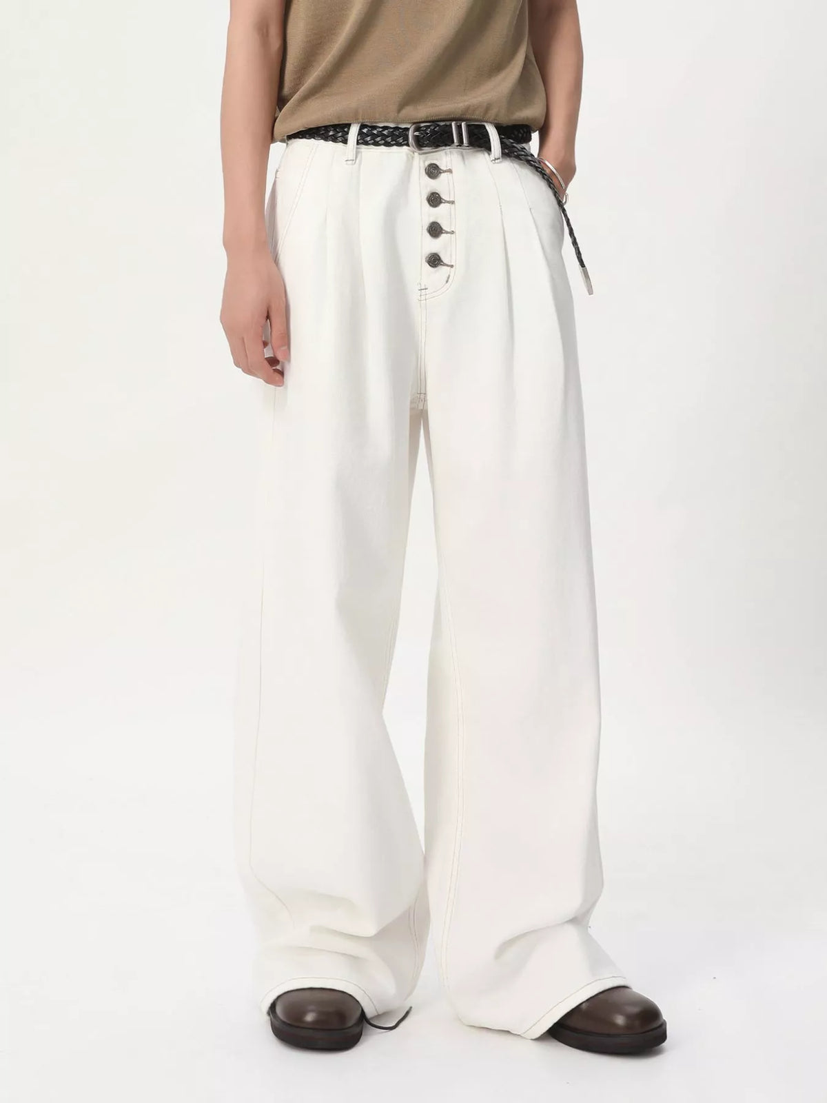 Men's Button-Fly Wide Leg Jeans - Lilixa.store