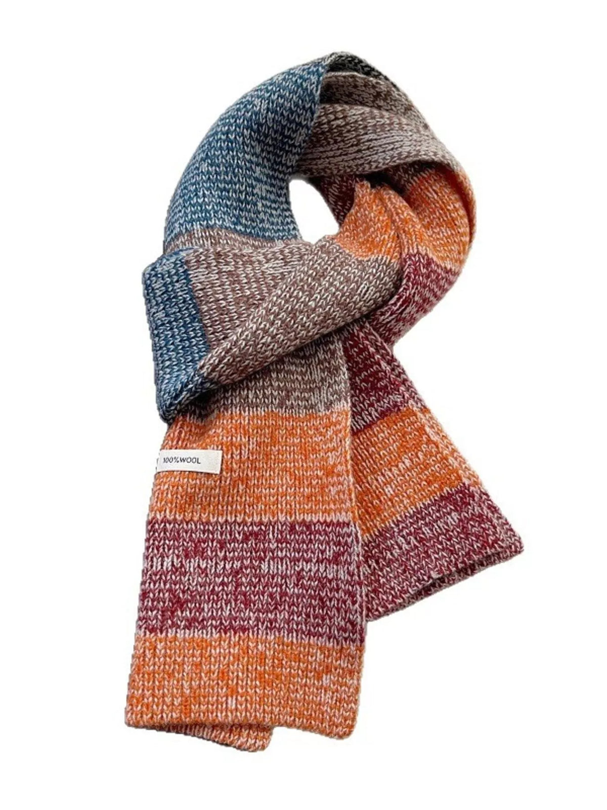 100% Wool Color Block Knitted Scarf - Lilixa.store
