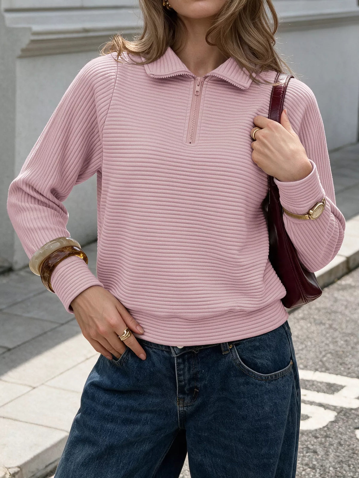 Quarter-Zip Long Sleeve Sweatshirt