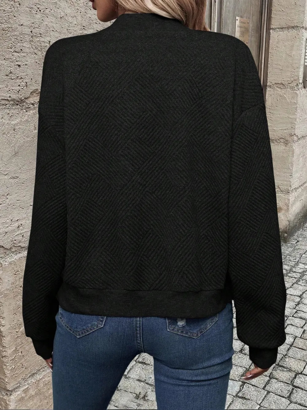 Textured Zip Up Long Sleeve Jacket, view 11