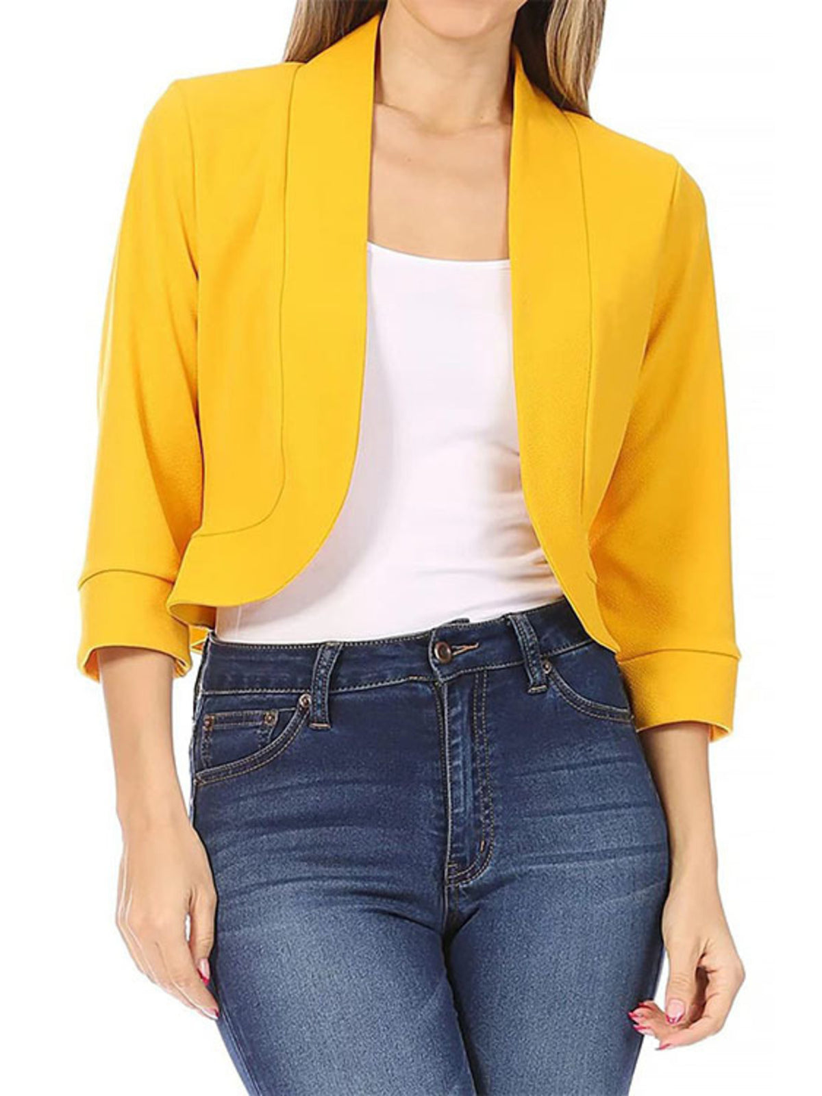 Full Size Cropped Open Front Blazer Plus Size - Lilixa.store